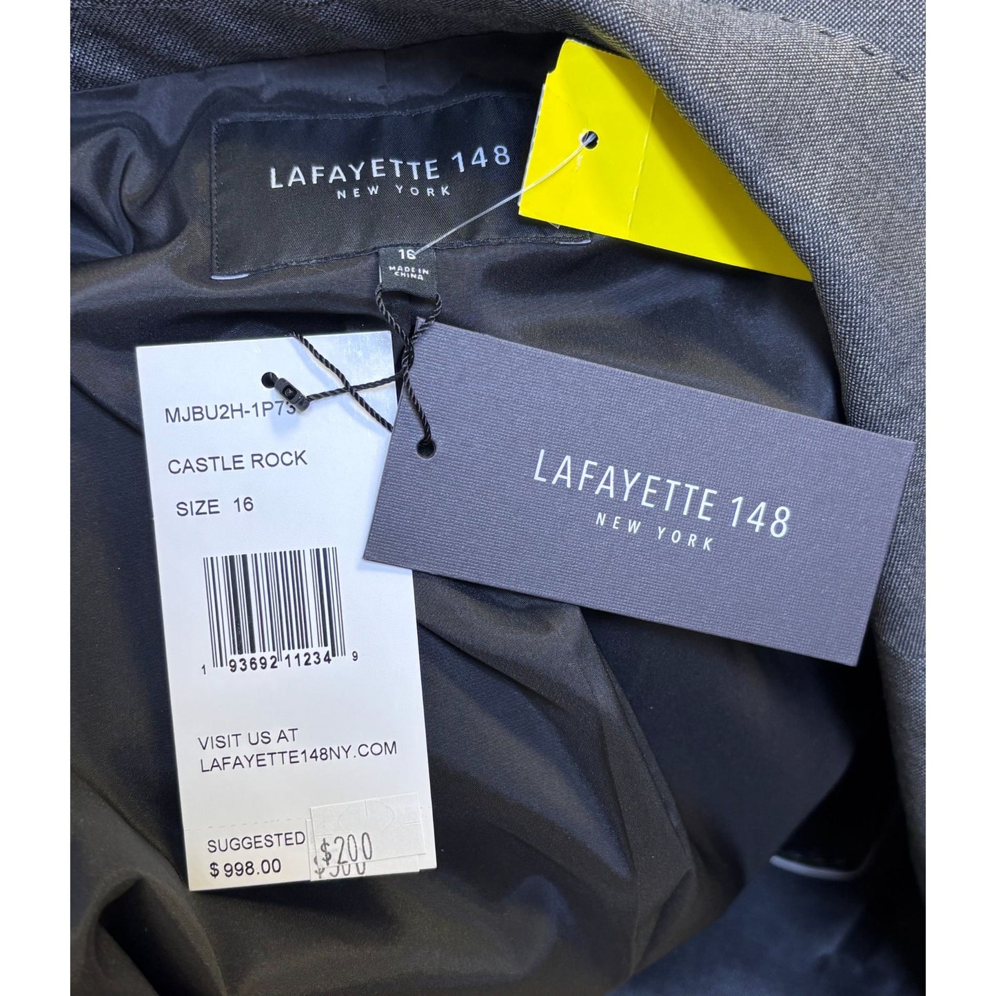 NWT Lafayette 148 Gray Single-Button Blazer Jacket Size 16