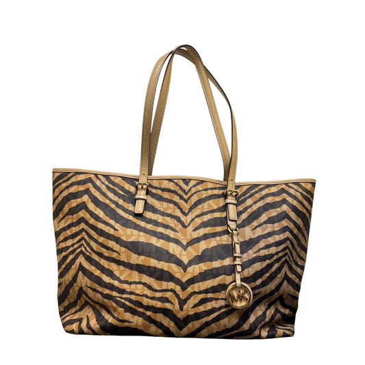 Michael Kors Zebra Print Tote Bag With Logo Charm