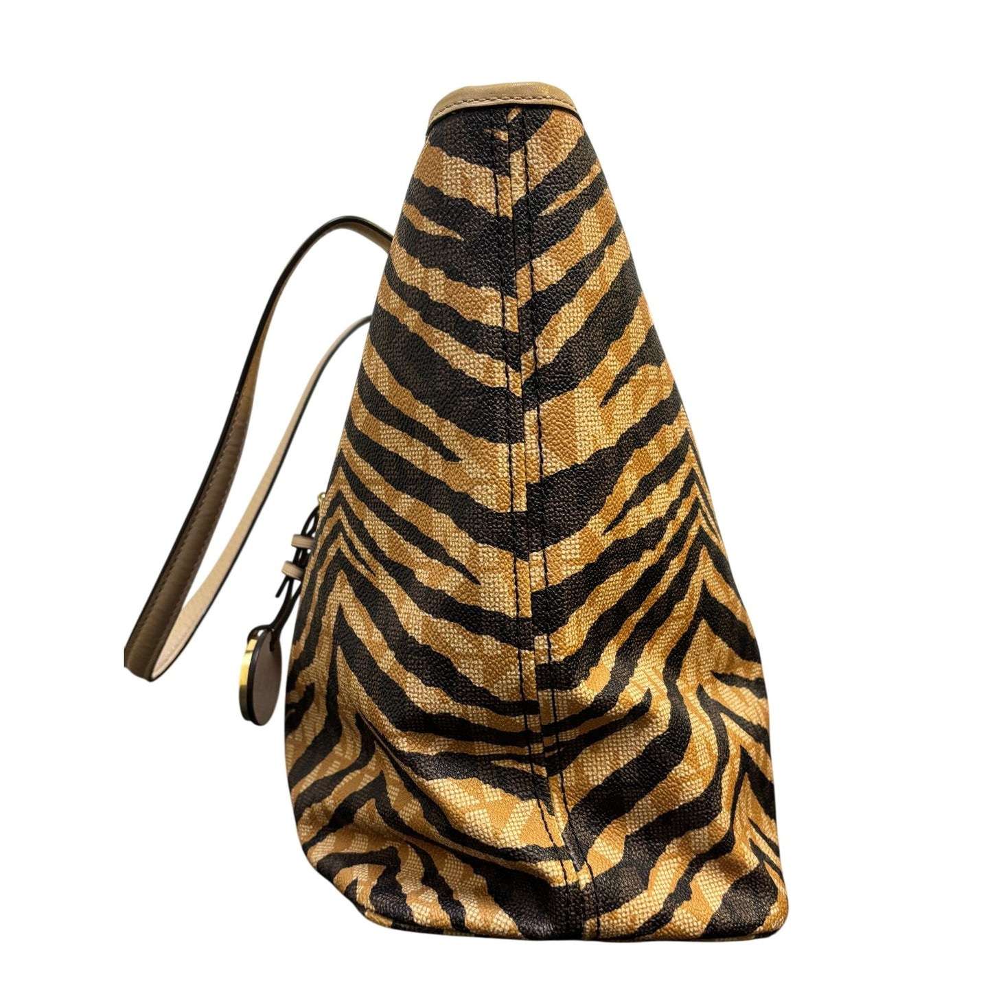 Michael Kors Zebra Print Tote Bag With Logo Charm