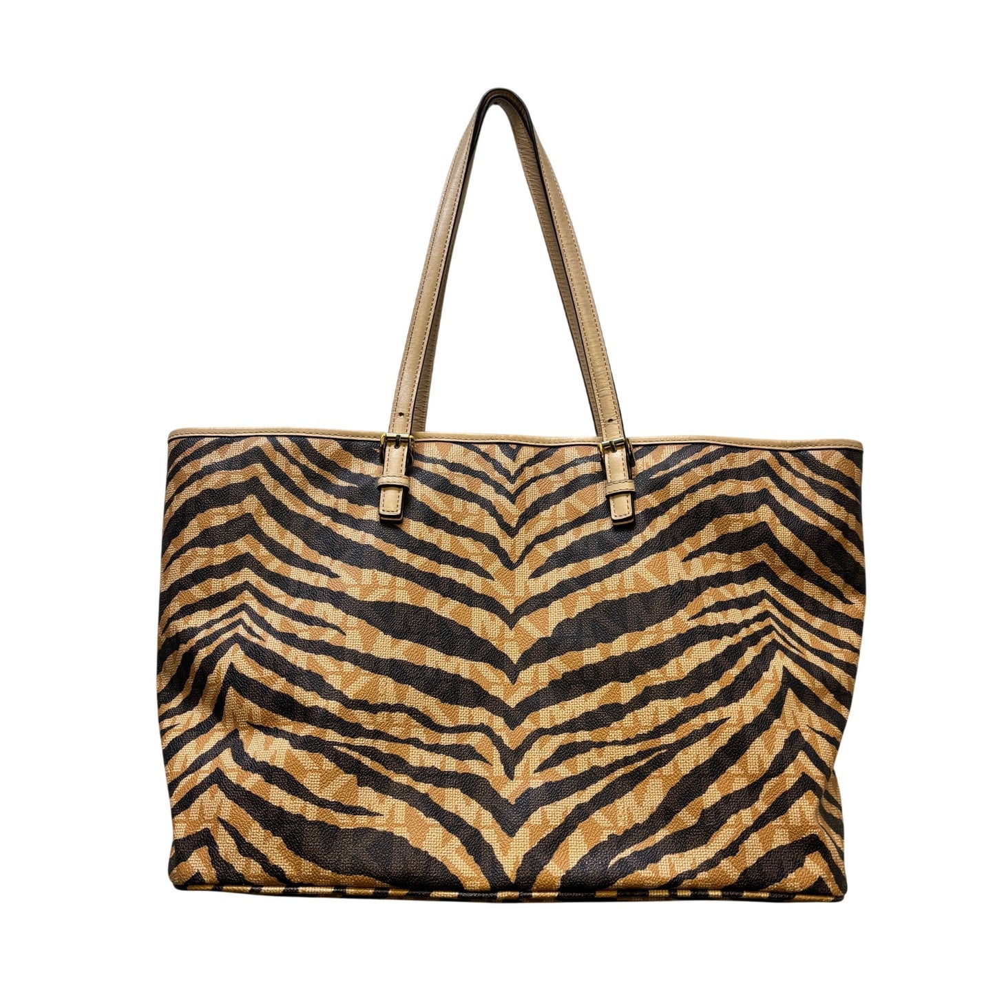 Michael Kors Zebra Print Tote Bag With Logo Charm
