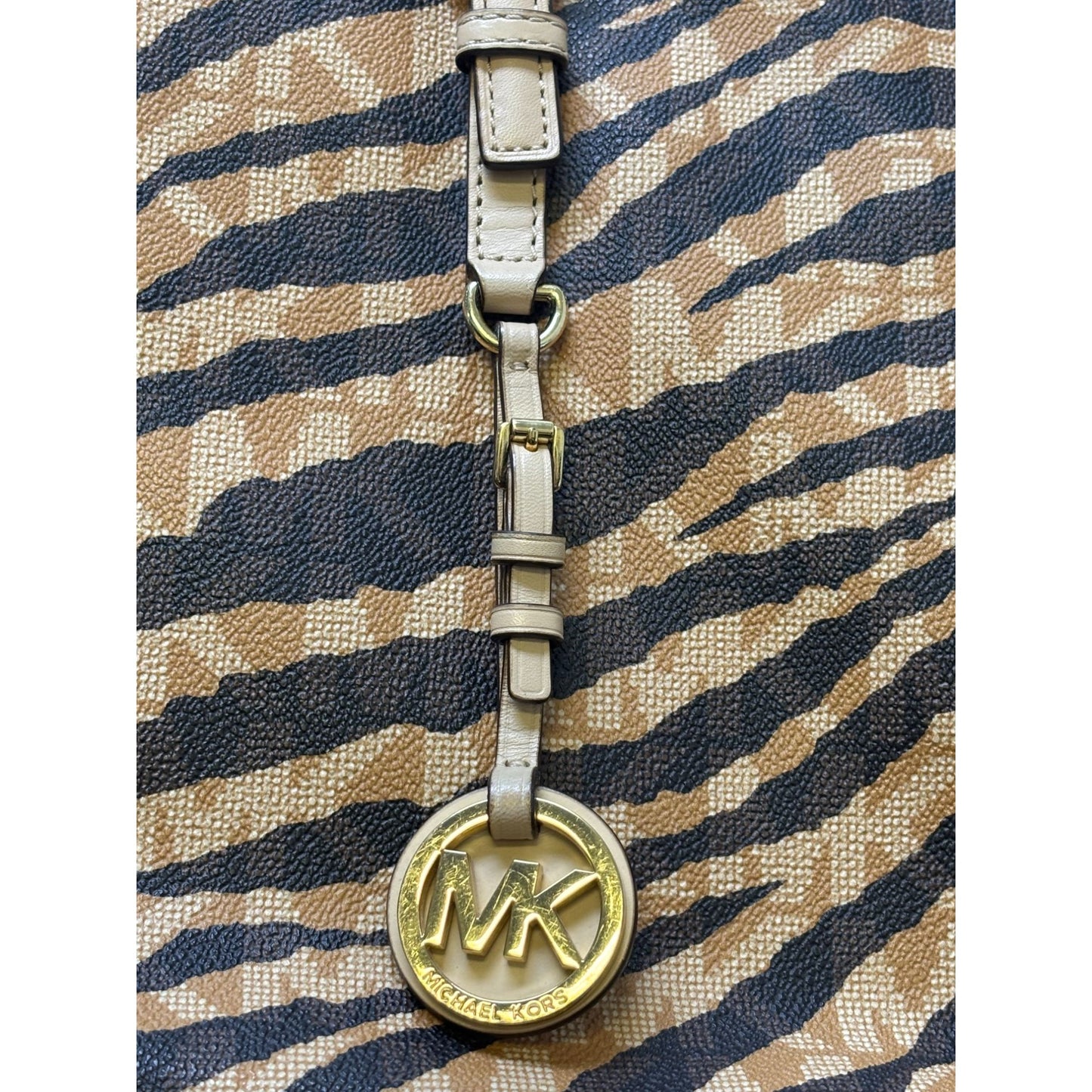 Michael Kors Zebra Print Tote Bag With Logo Charm