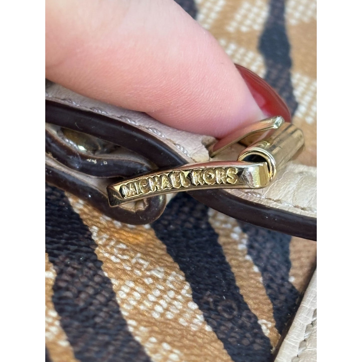 Michael Kors Zebra Print Tote Bag With Logo Charm