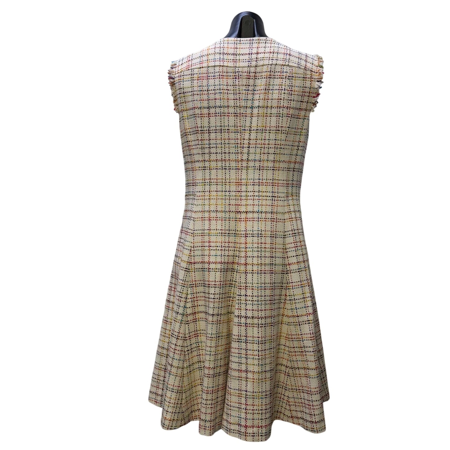 Akris Punto Tweed Dress Ivory Multi Size 10