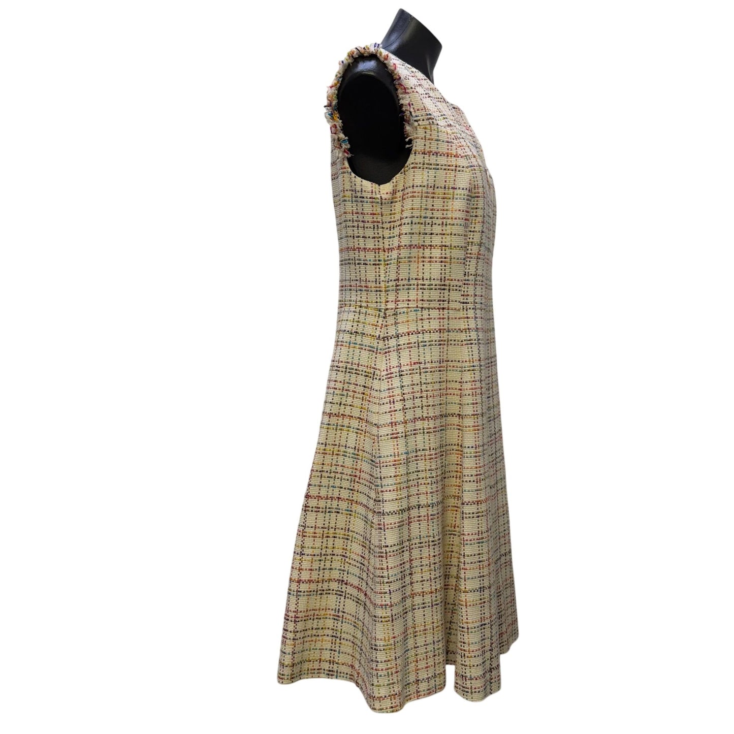 Akris Punto Tweed Dress Ivory Multi Size 10