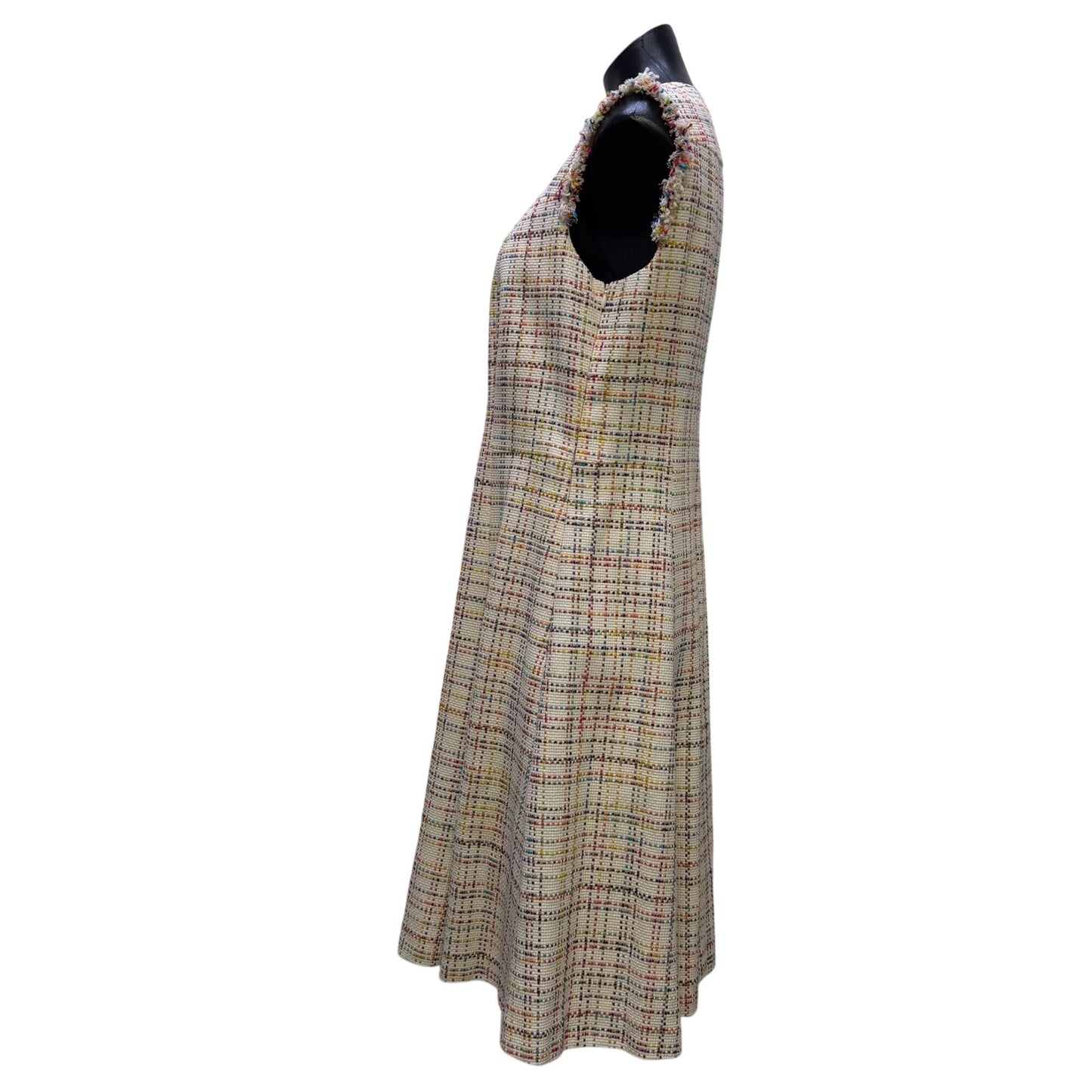 Akris Punto Tweed Dress Ivory Multi Size 10