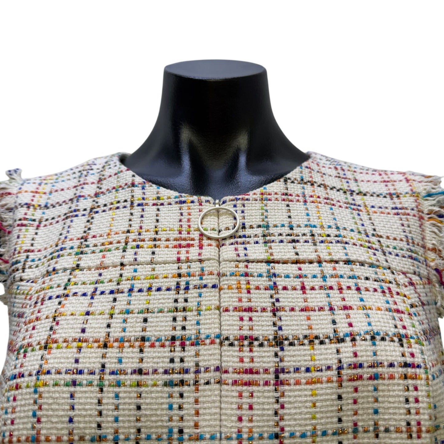 Akris Punto Tweed Dress Ivory Multi Size 10