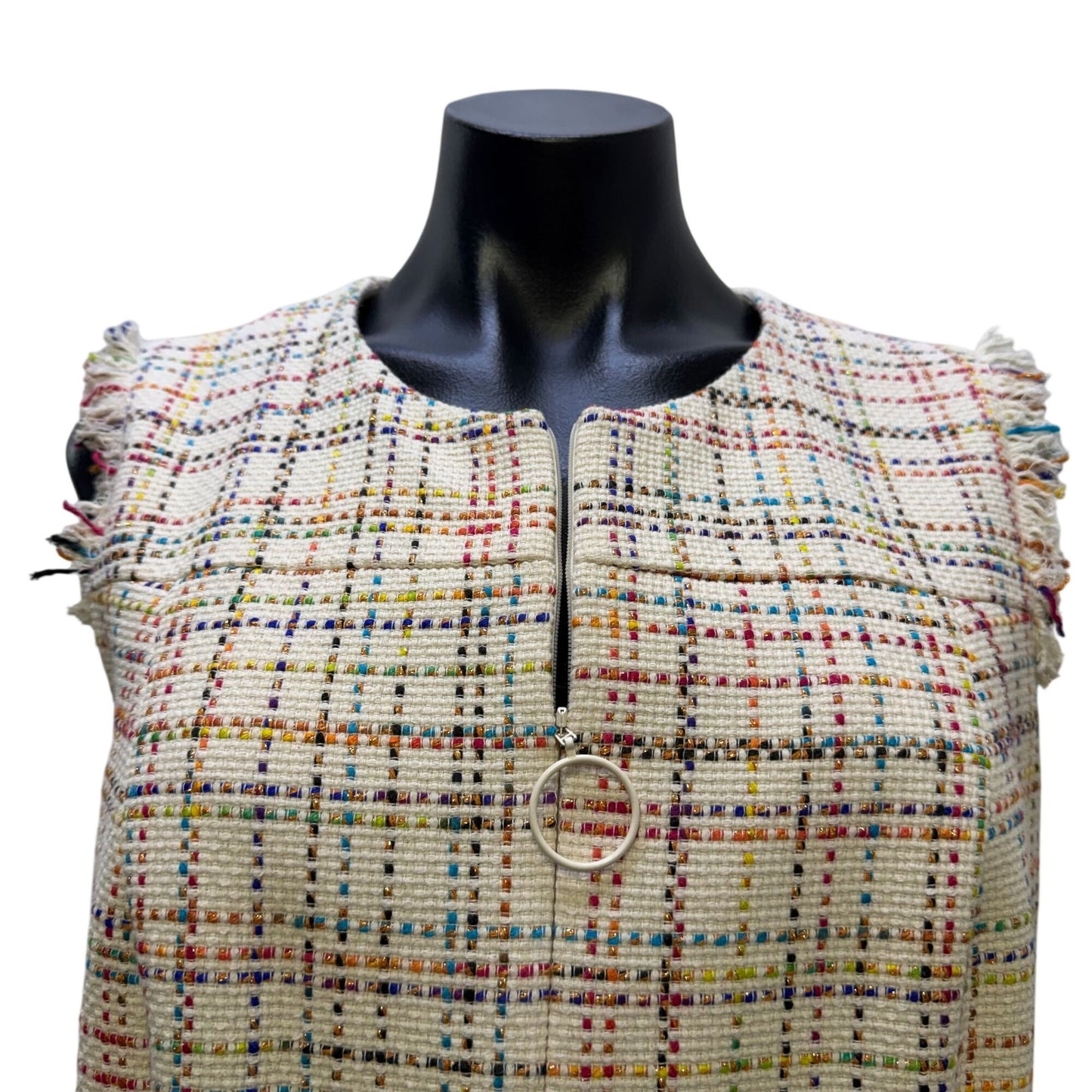 Akris Punto Tweed Dress Ivory Multi Size 10