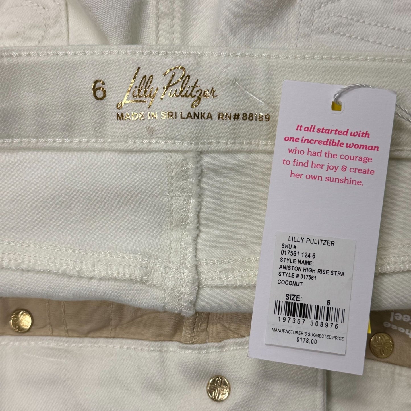 NWT Lilly Pulitzer Ansilton High Rise Straight White Pants Size 6