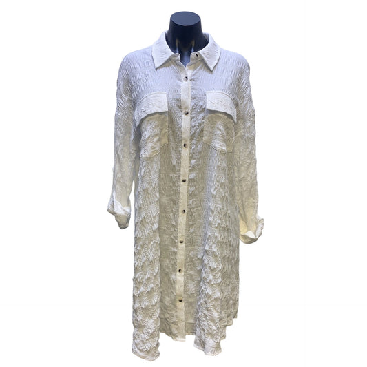NWT Mystree White Textured Shirt Dress, Size Medium
