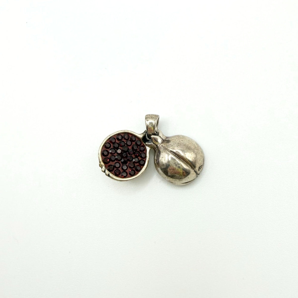 925 Sterling Silver Pomegranate Pendant With Red Garnet Gemstones