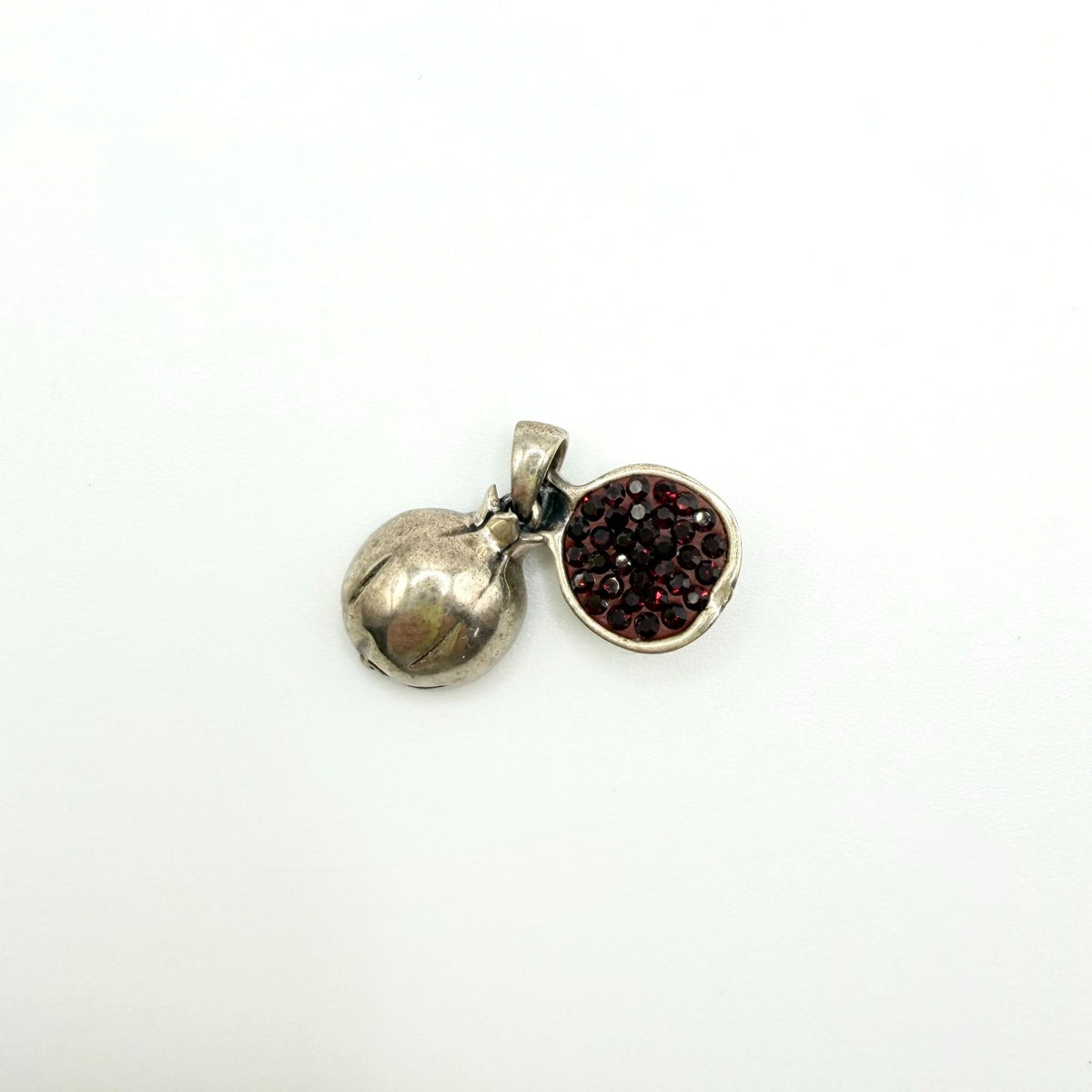 925 Sterling Silver Pomegranate Pendant With Red Garnet Gemstones