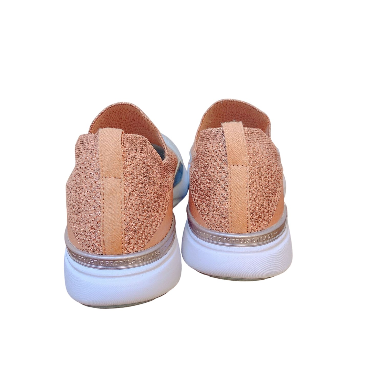 APL Athletic Propulsion Labs TechLoom Bliss Sneakers 6.5 Peach Bronze & Silver Slip-On Athletic Shoes