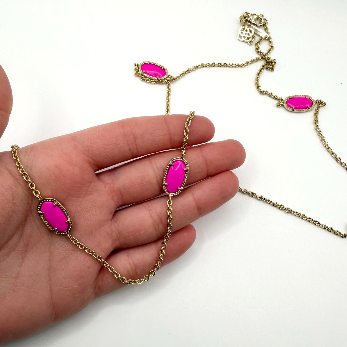 Kendra Scott Kelsie Station Necklace Gold-Tone & Pink