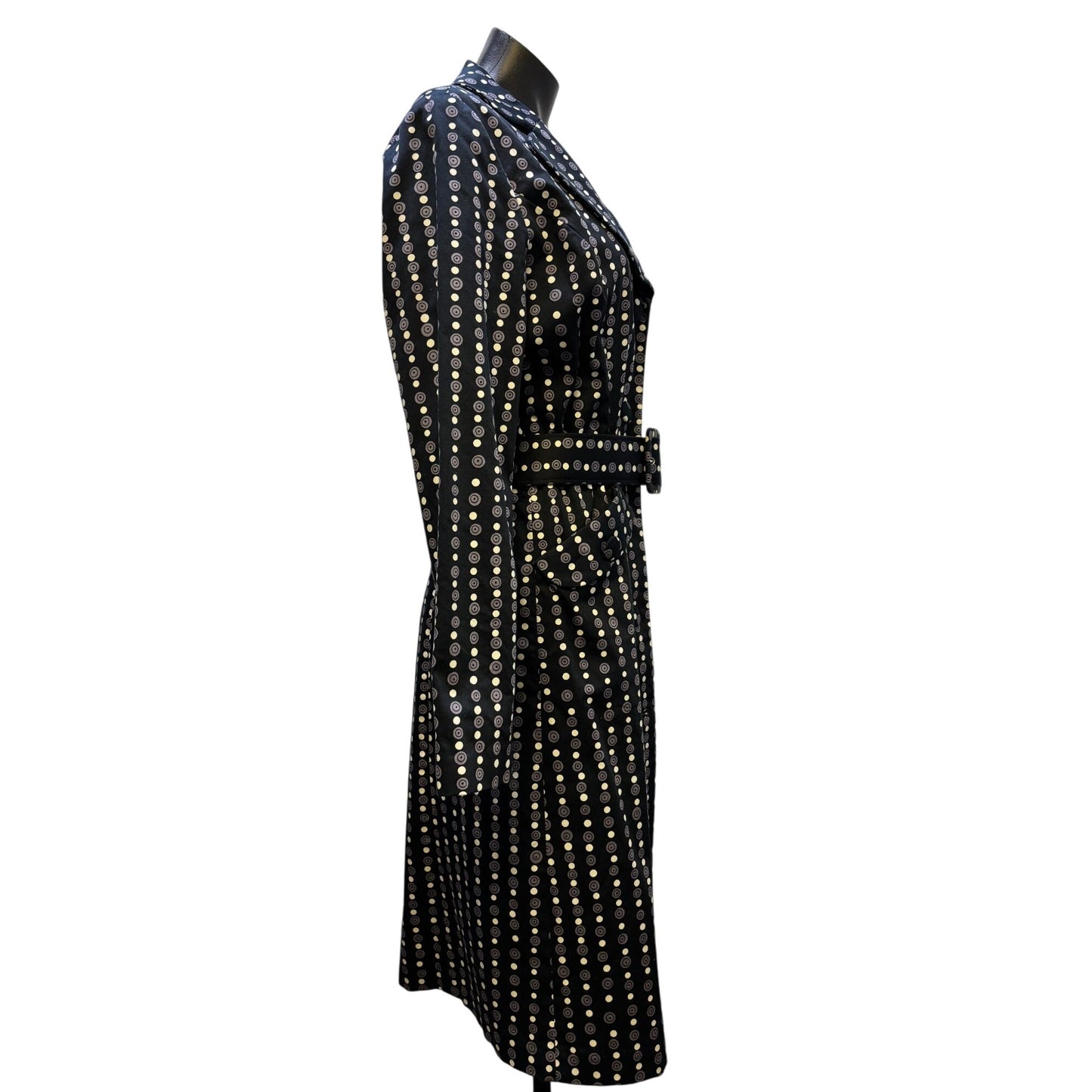 Lapis Print Navy Trench Coat With Belt & Button Detailing M