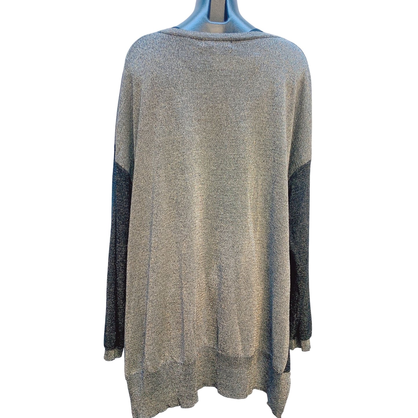 Alembika Metallic Knit Sweater Blouse Gray Black Size M