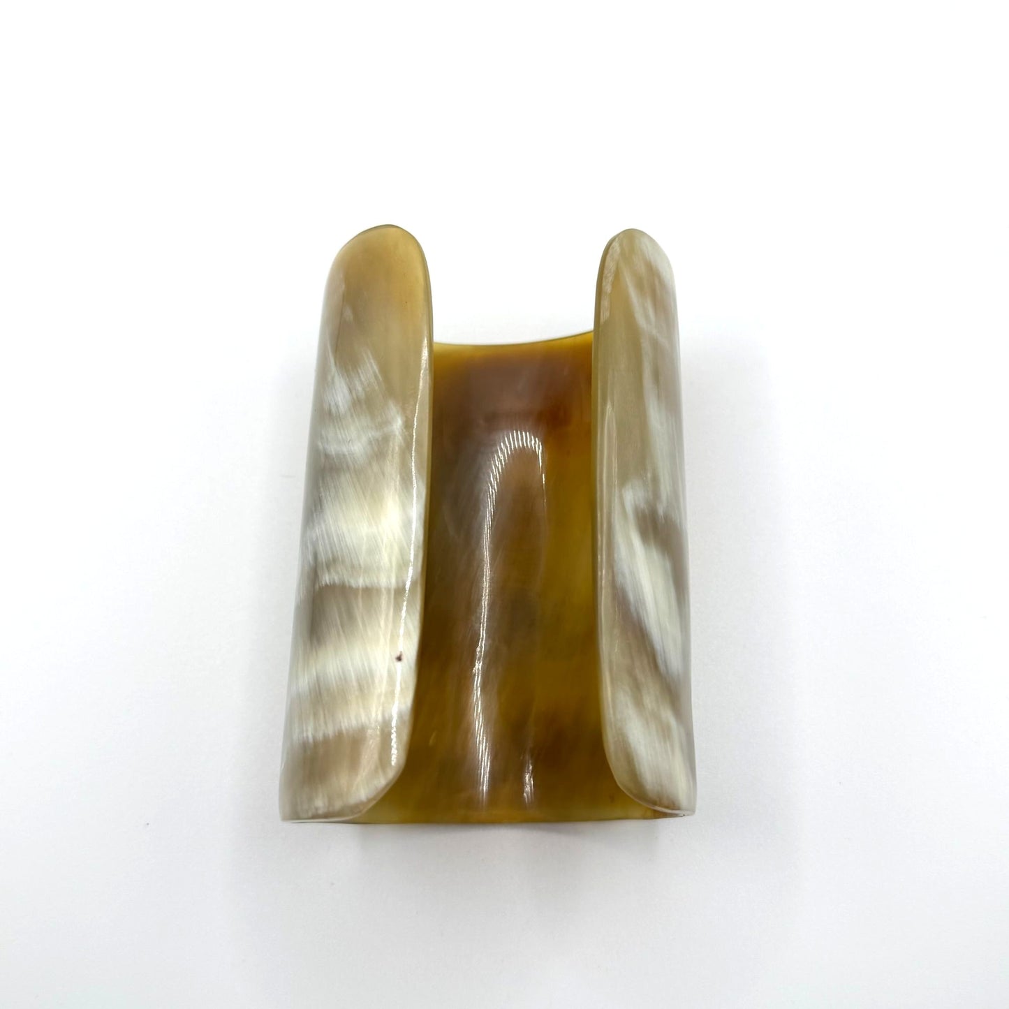 Buffalo Horn Cuff Bracelet In Natural Brown Finish