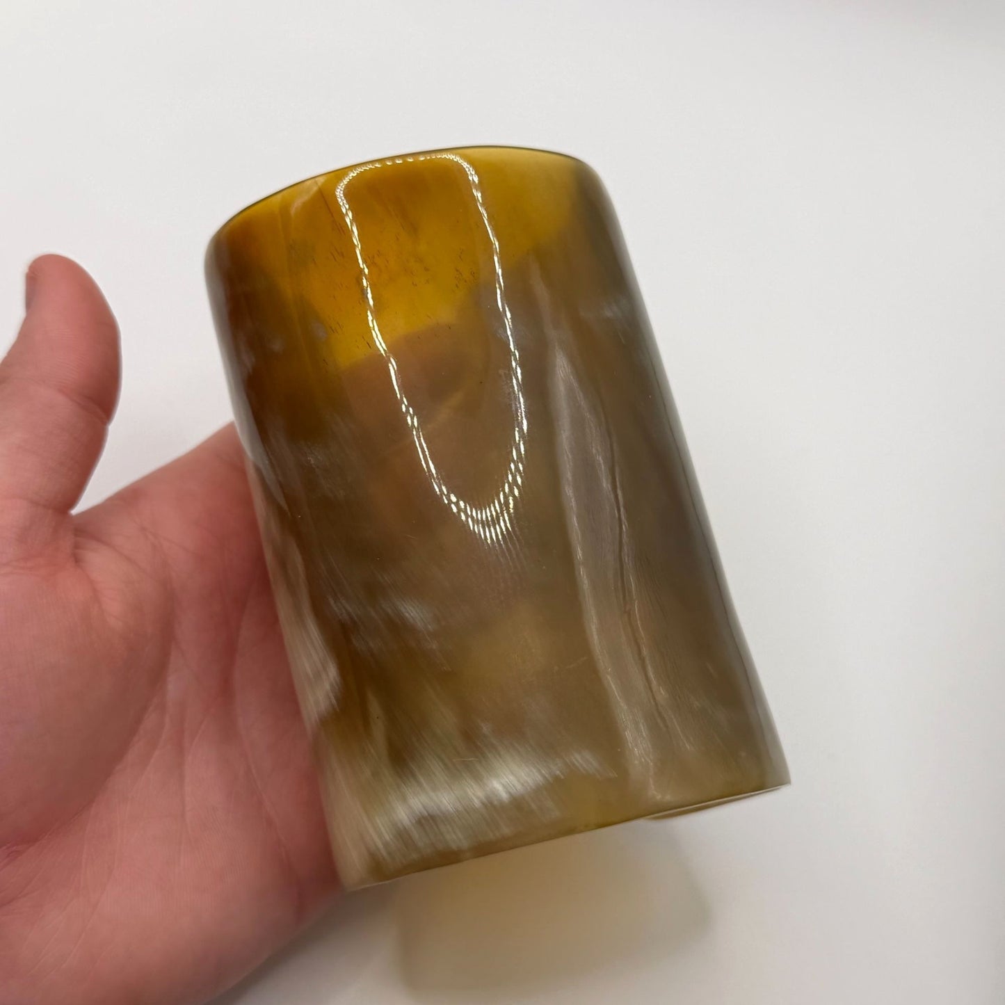 Buffalo Horn Cuff Bracelet In Natural Brown Finish
