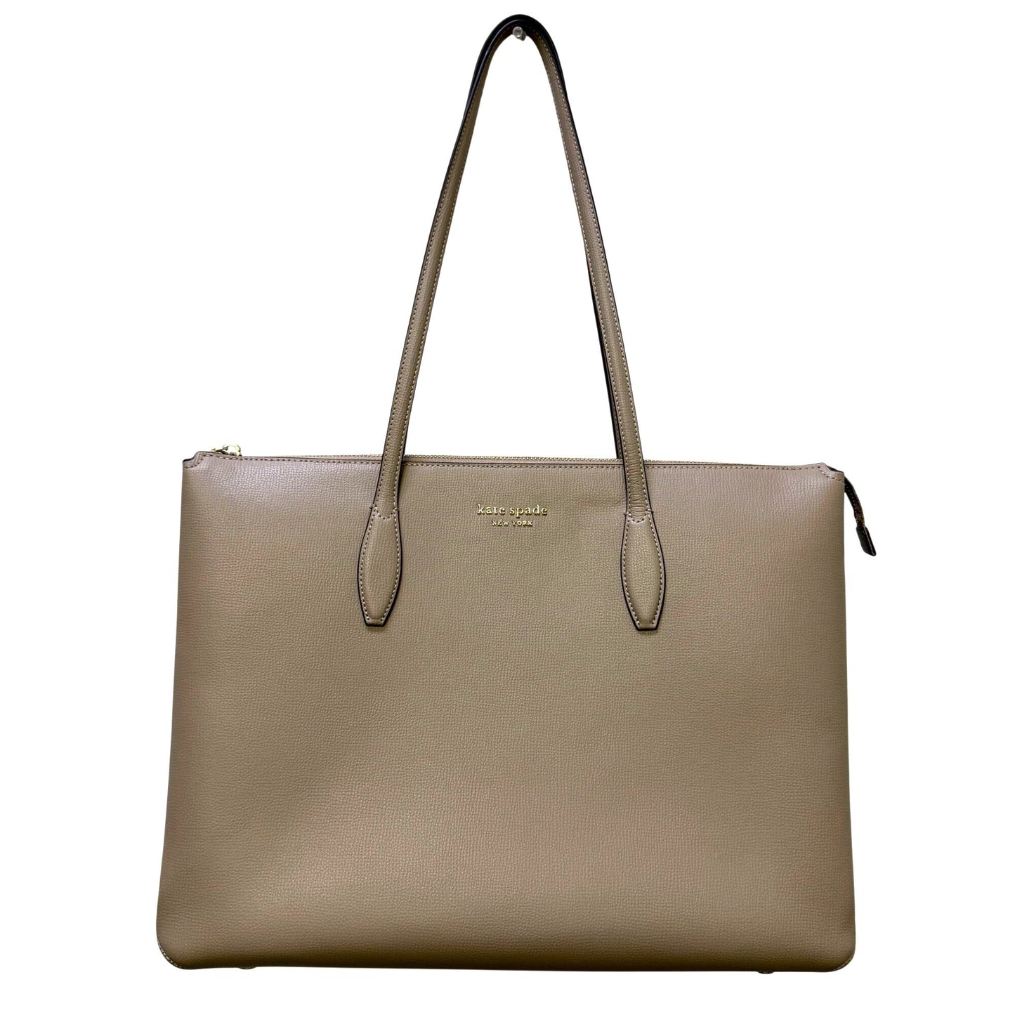 Kate Spade Tan All Day Large Zip Top Tote Bag With Sleek Design