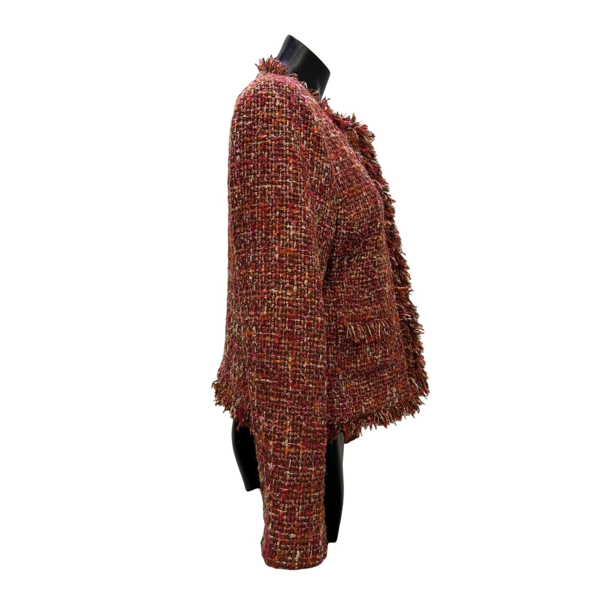 NWT L'Agence Orange & Pink Tweed Fringe Detail Jacket 8