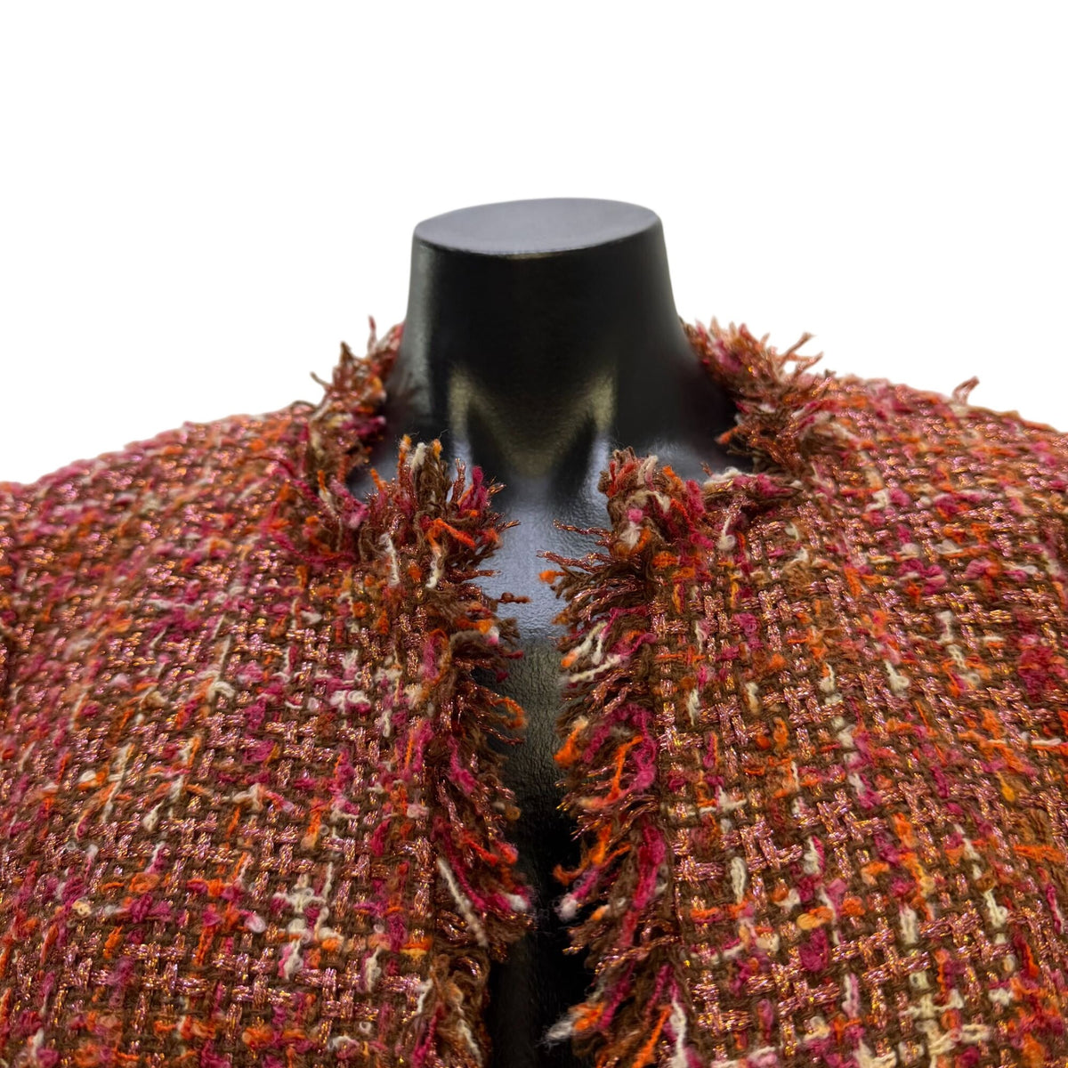 NWT L'Agence Orange & Pink Tweed Fringe Detail Jacket 8