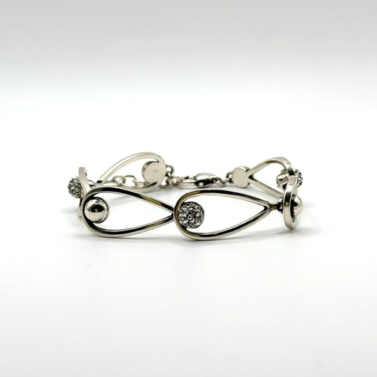 Brighton CHARA Ellipse Silver-Tone Crystal Link Bracelet