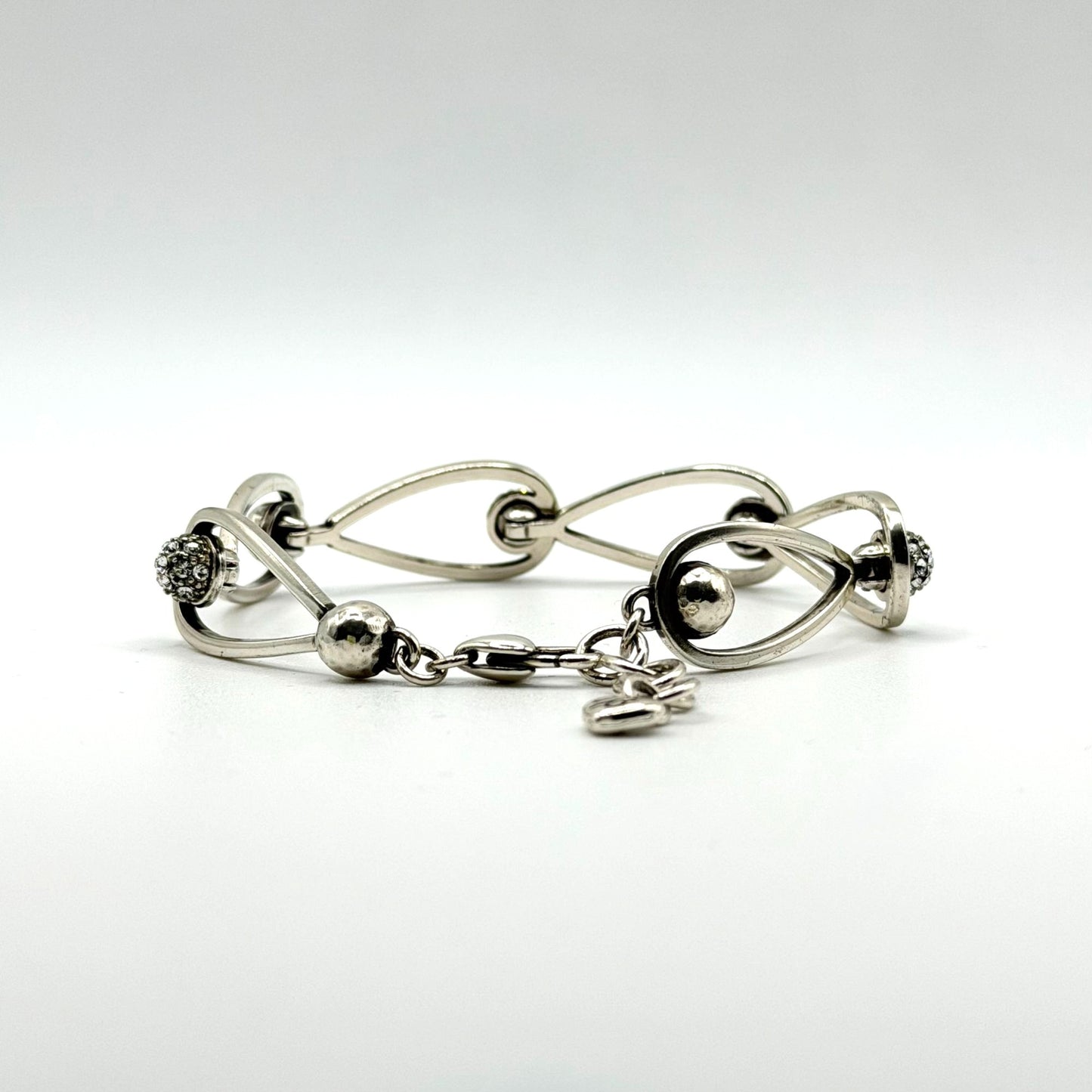 Brighton CHARA Ellipse Silver-Tone Crystal Link Bracelet