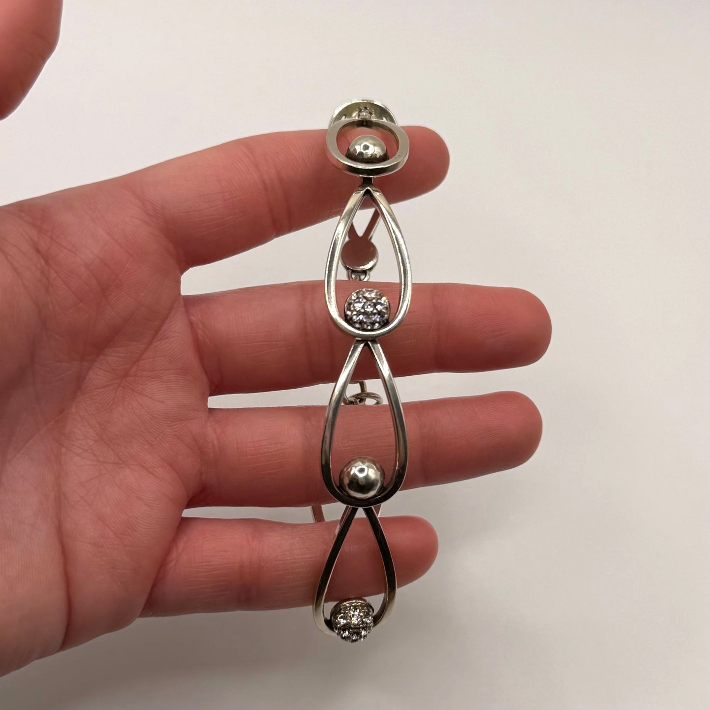 Brighton CHARA Ellipse Silver-Tone Crystal Link Bracelet