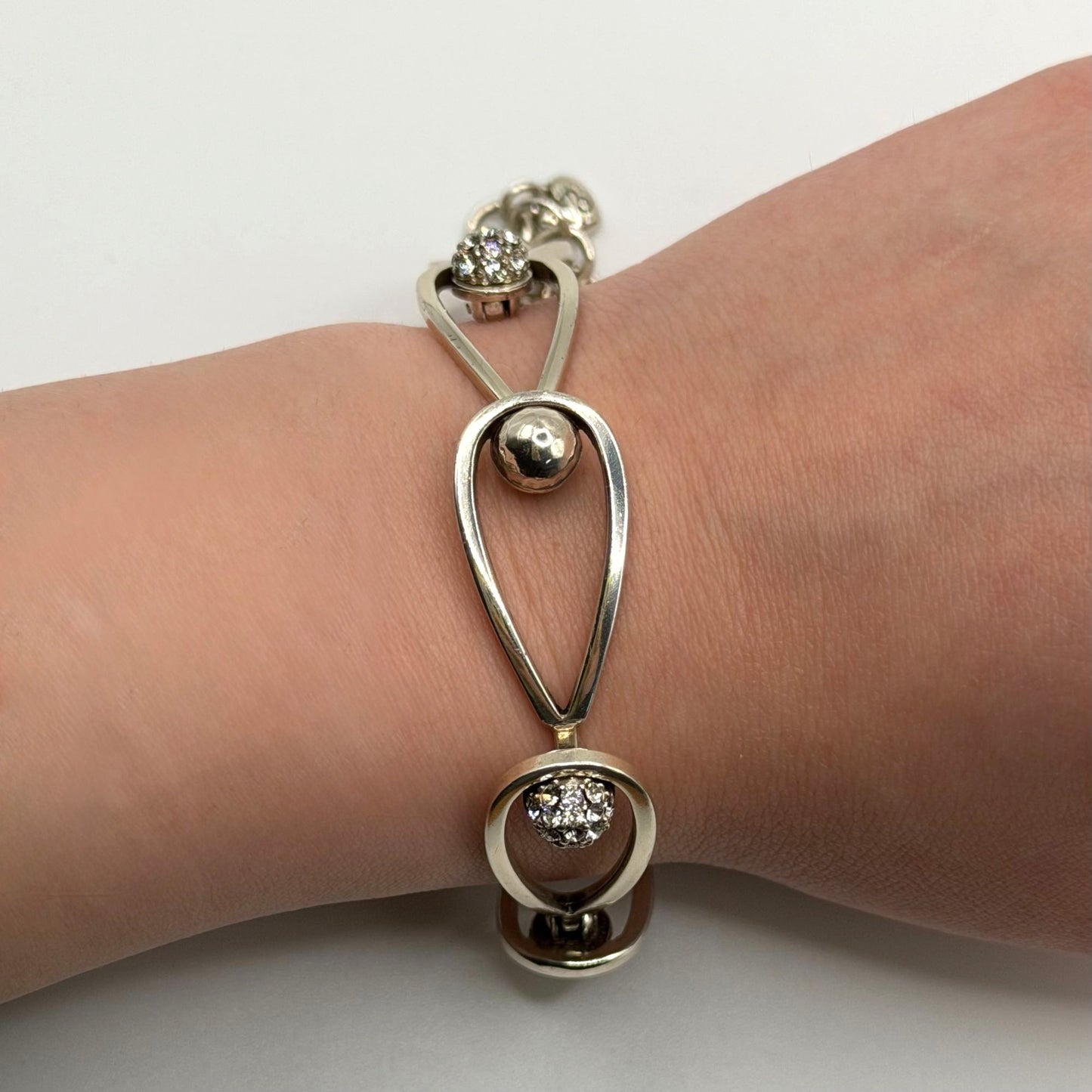 Brighton CHARA Ellipse Silver-Tone Crystal Link Bracelet