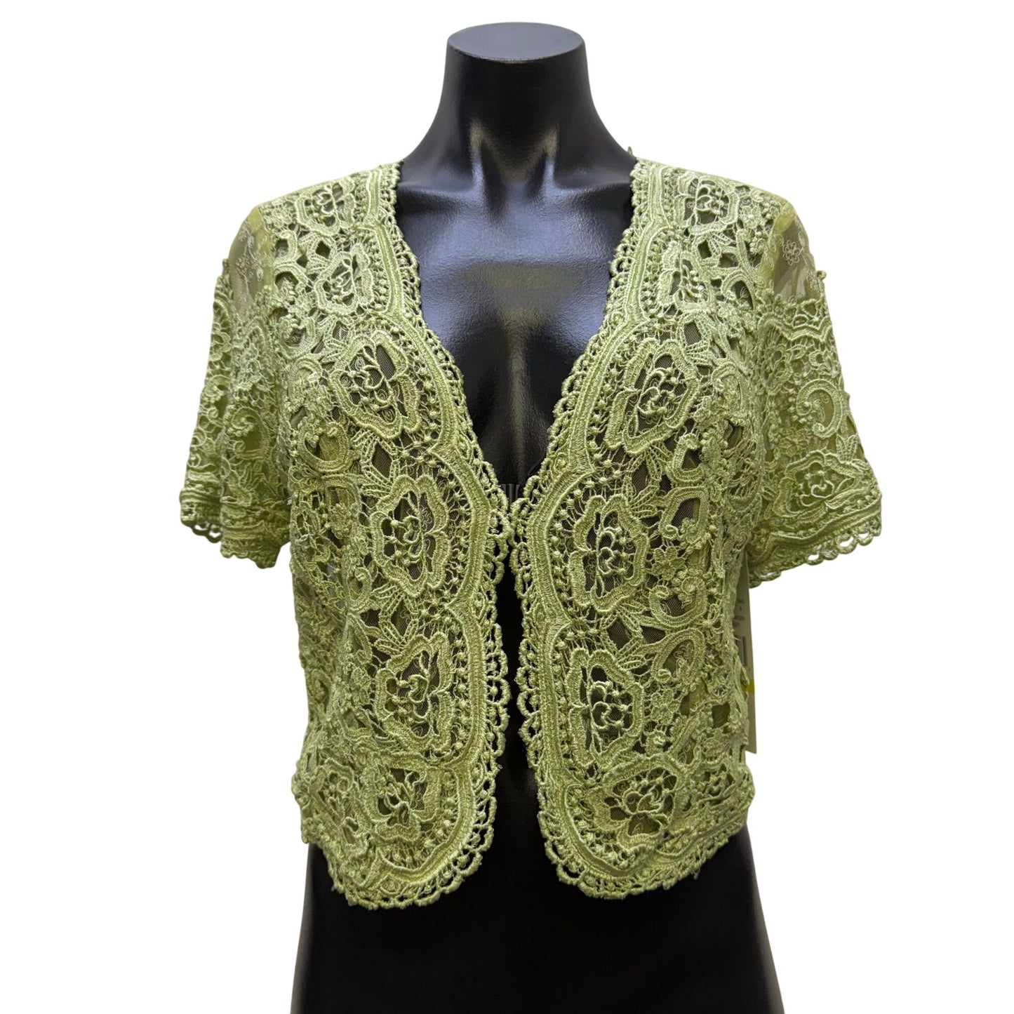 NWT Karen Kane English Garden Lace Coverlet Bolero Jacket Green M