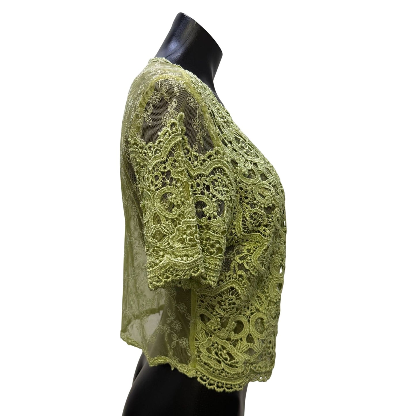 NWT Karen Kane English Garden Lace Coverlet Bolero Jacket Green M