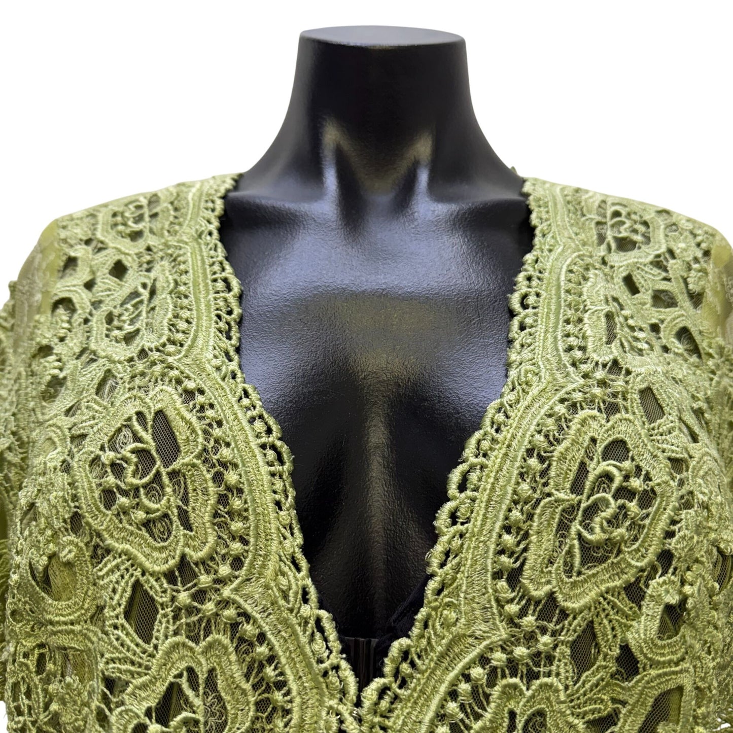NWT Karen Kane English Garden Lace Coverlet Bolero Jacket Green M