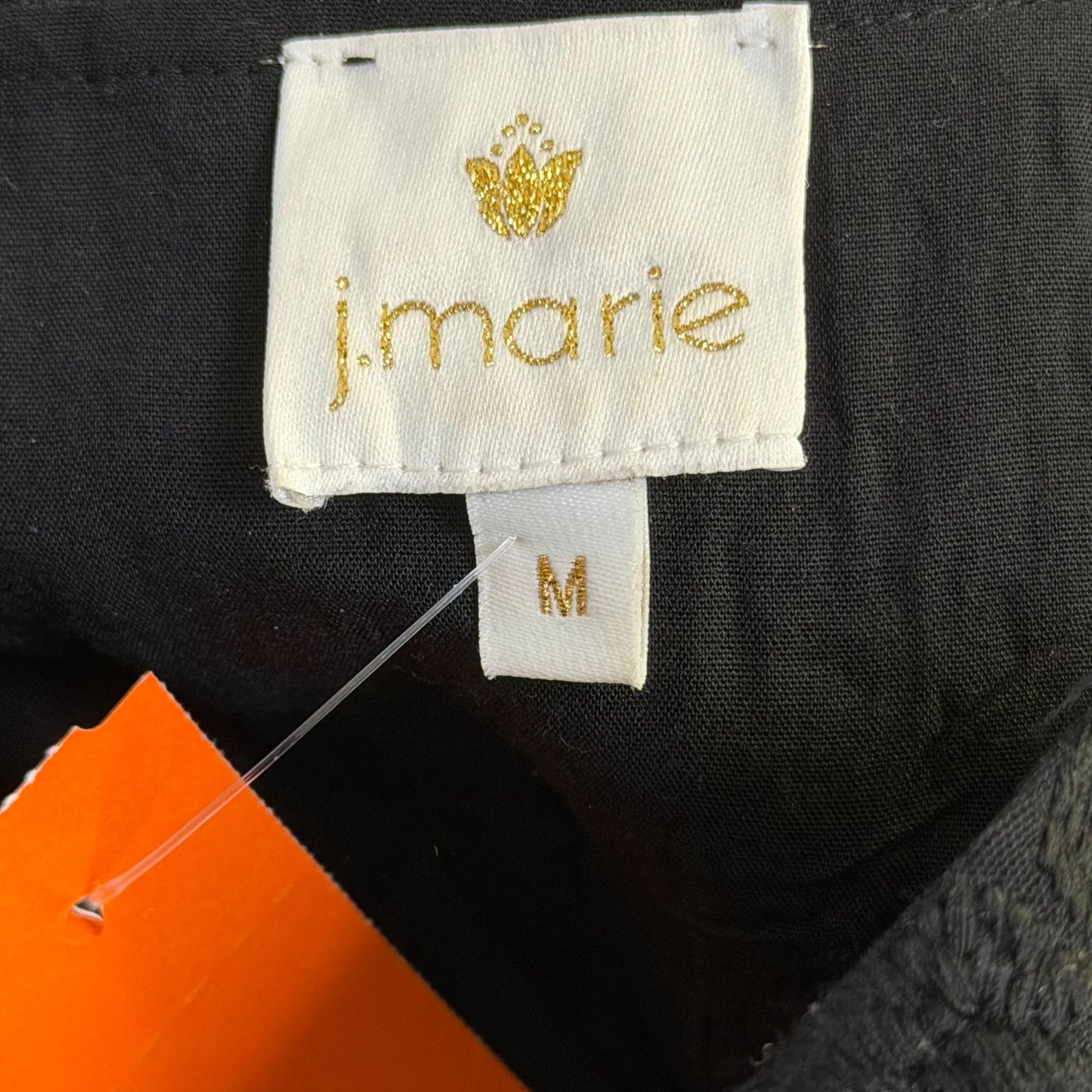 J. Marie Black Embroidered Blouse With Bell Sleeves M