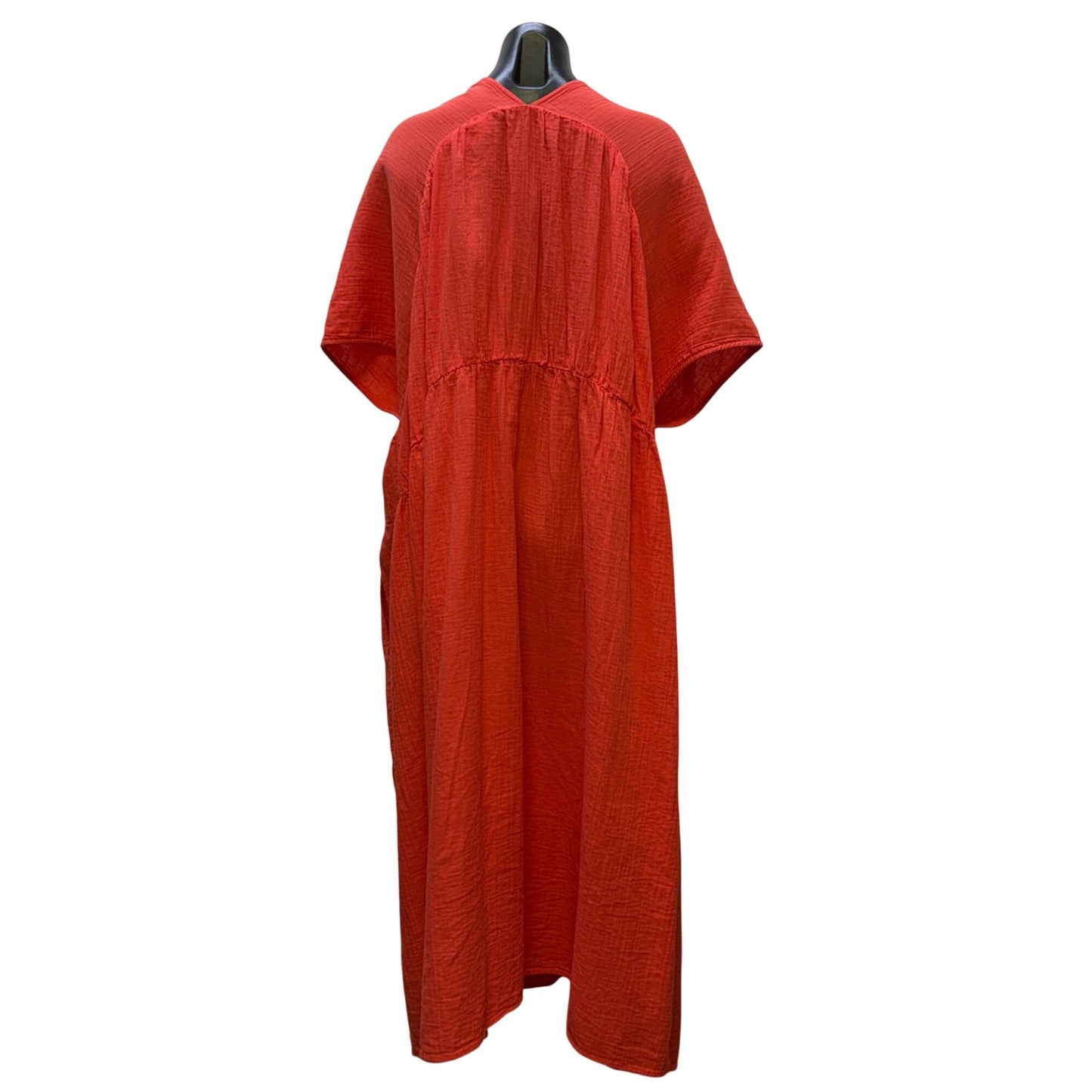 Atelier Delphine Salmon Cotton Caftan Maxi Dress Textured XS/S