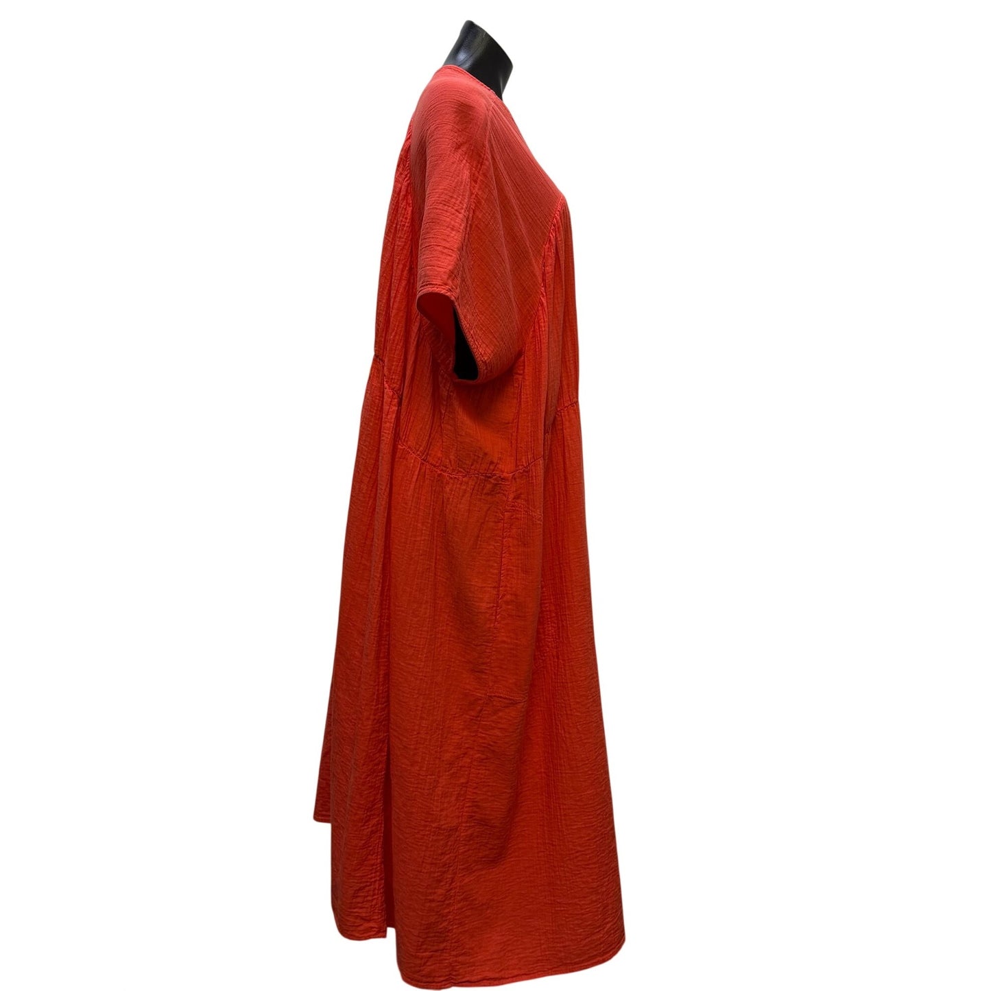 Atelier Delphine Salmon Cotton Caftan Maxi Dress Textured XS/S