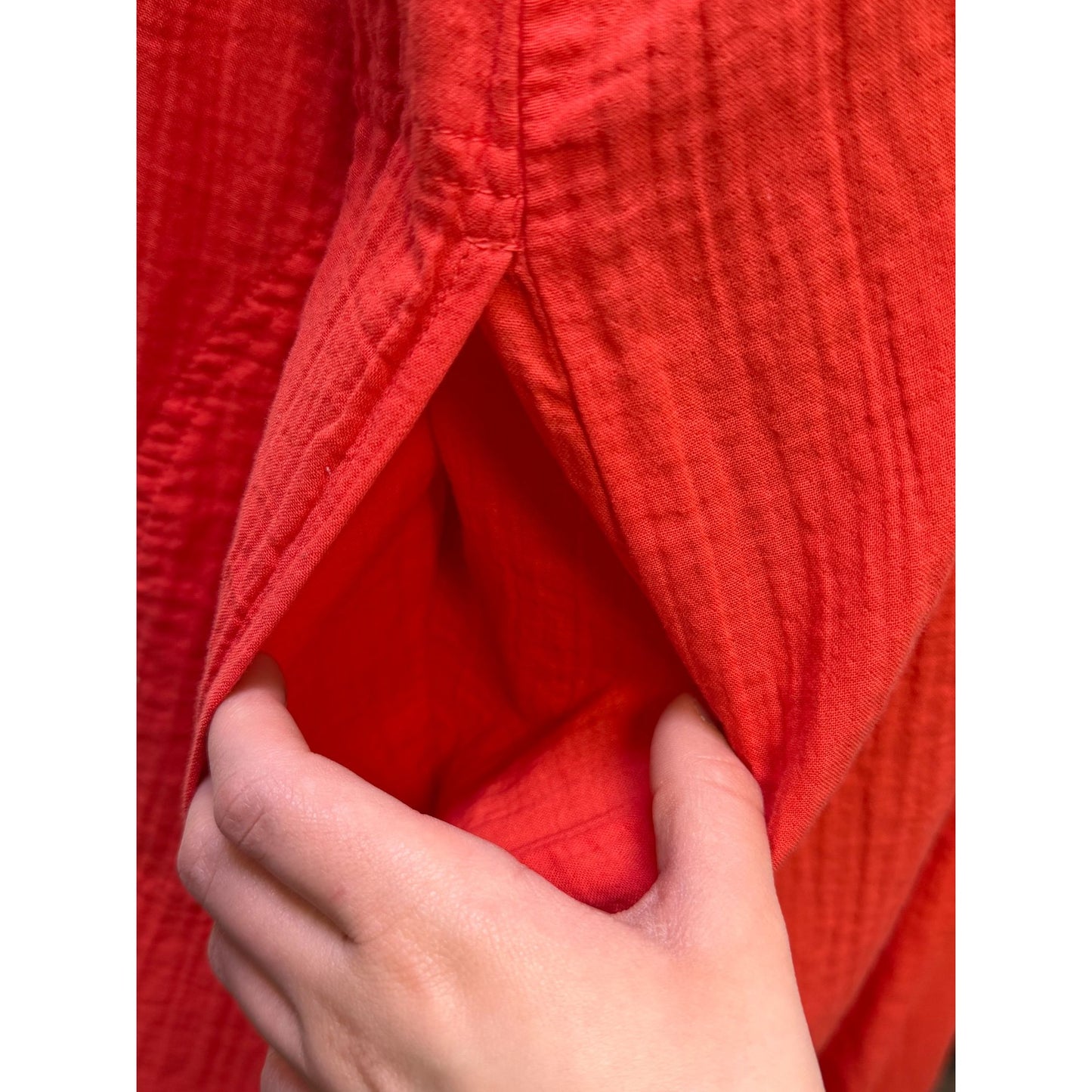 Atelier Delphine Salmon Cotton Caftan Maxi Dress Textured XS/S