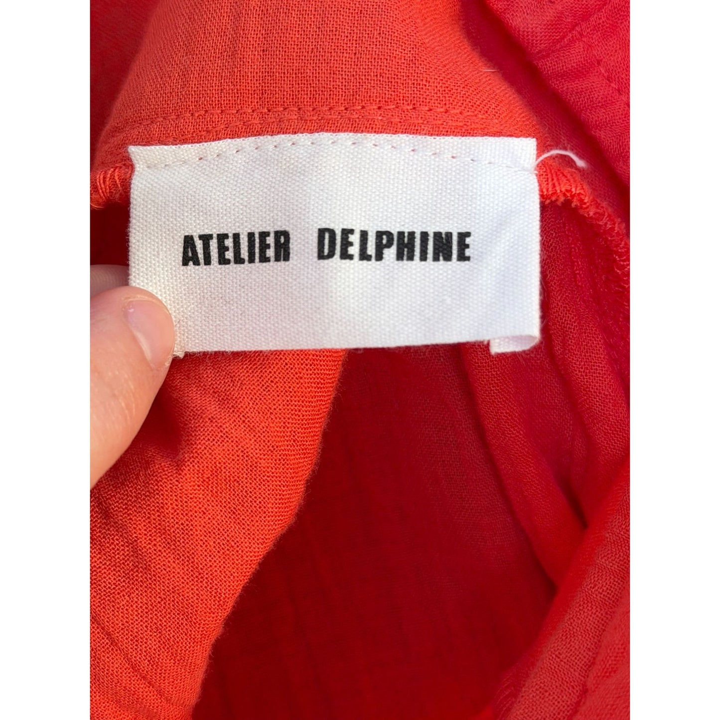 Atelier Delphine Salmon Cotton Caftan Maxi Dress Textured XS/S