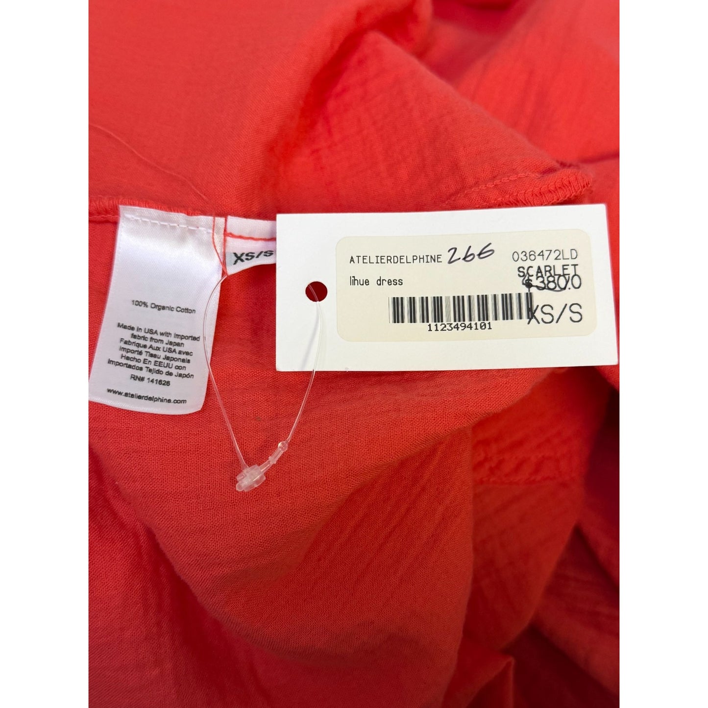 Atelier Delphine Salmon Cotton Caftan Maxi Dress Textured XS/S