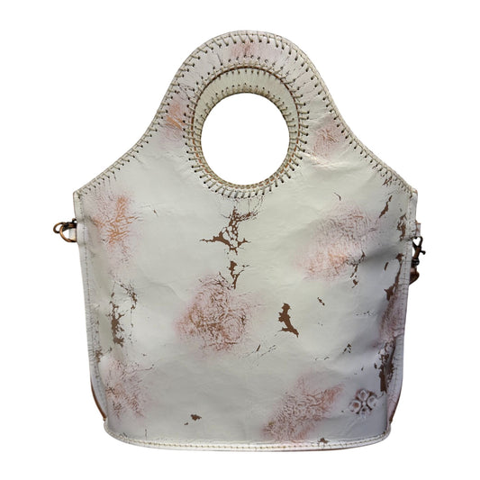 Patricia Nash Tooled Leather Shopper Bag White/Pink Floral Design