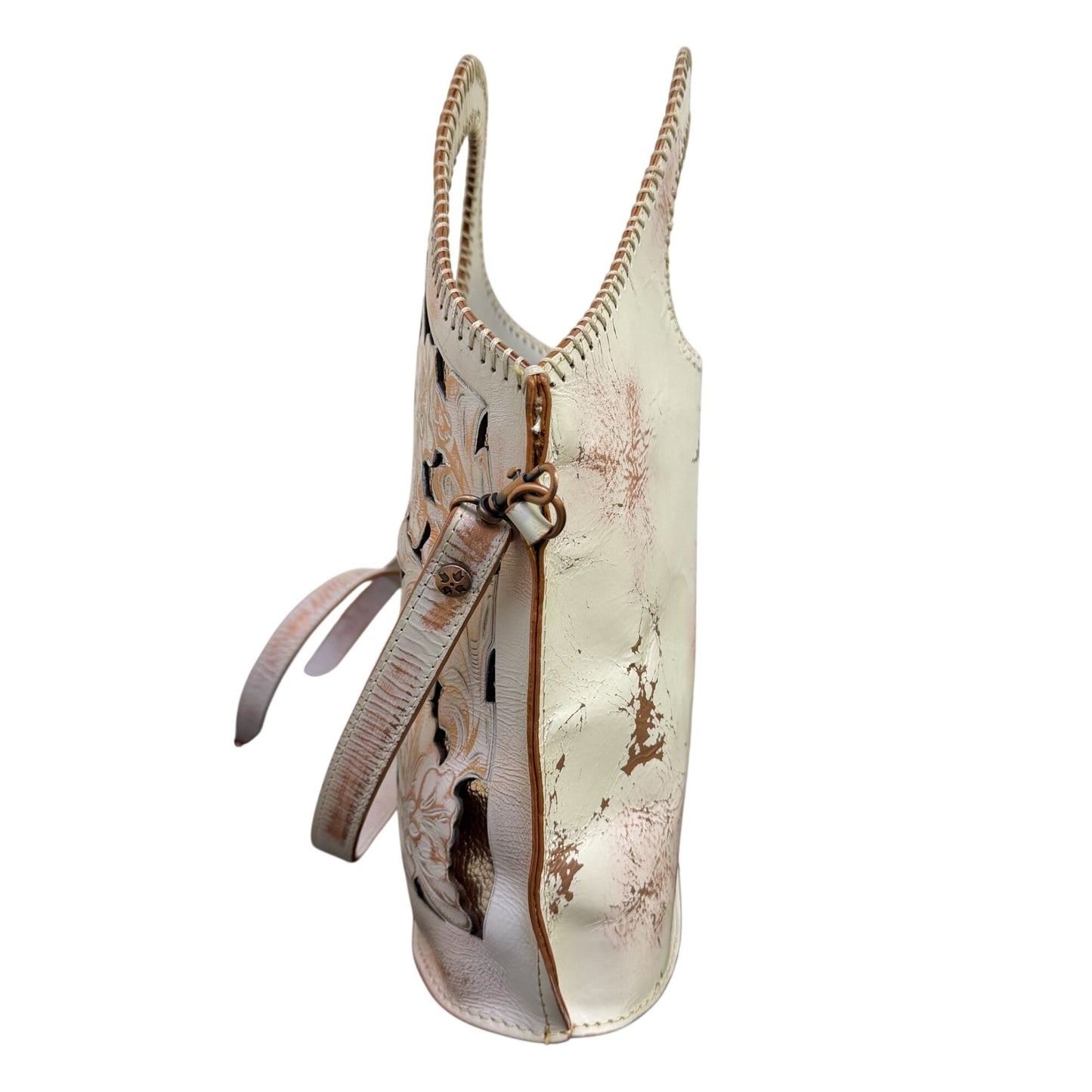 Patricia Nash Tooled Leather Shopper Bag White/Pink Floral Design