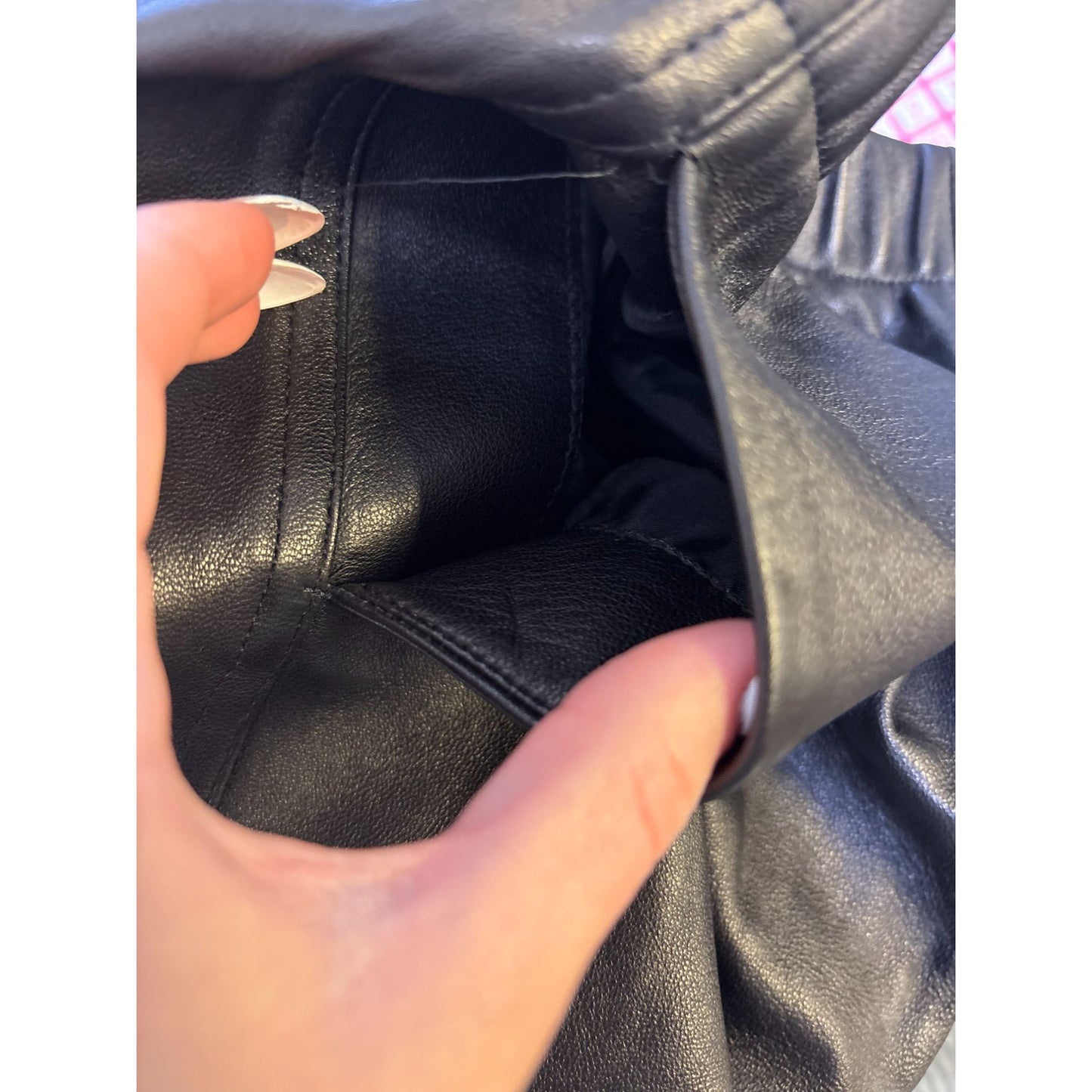 Vince Lambskin Leather Brown Trousers XS Elastic Waistband