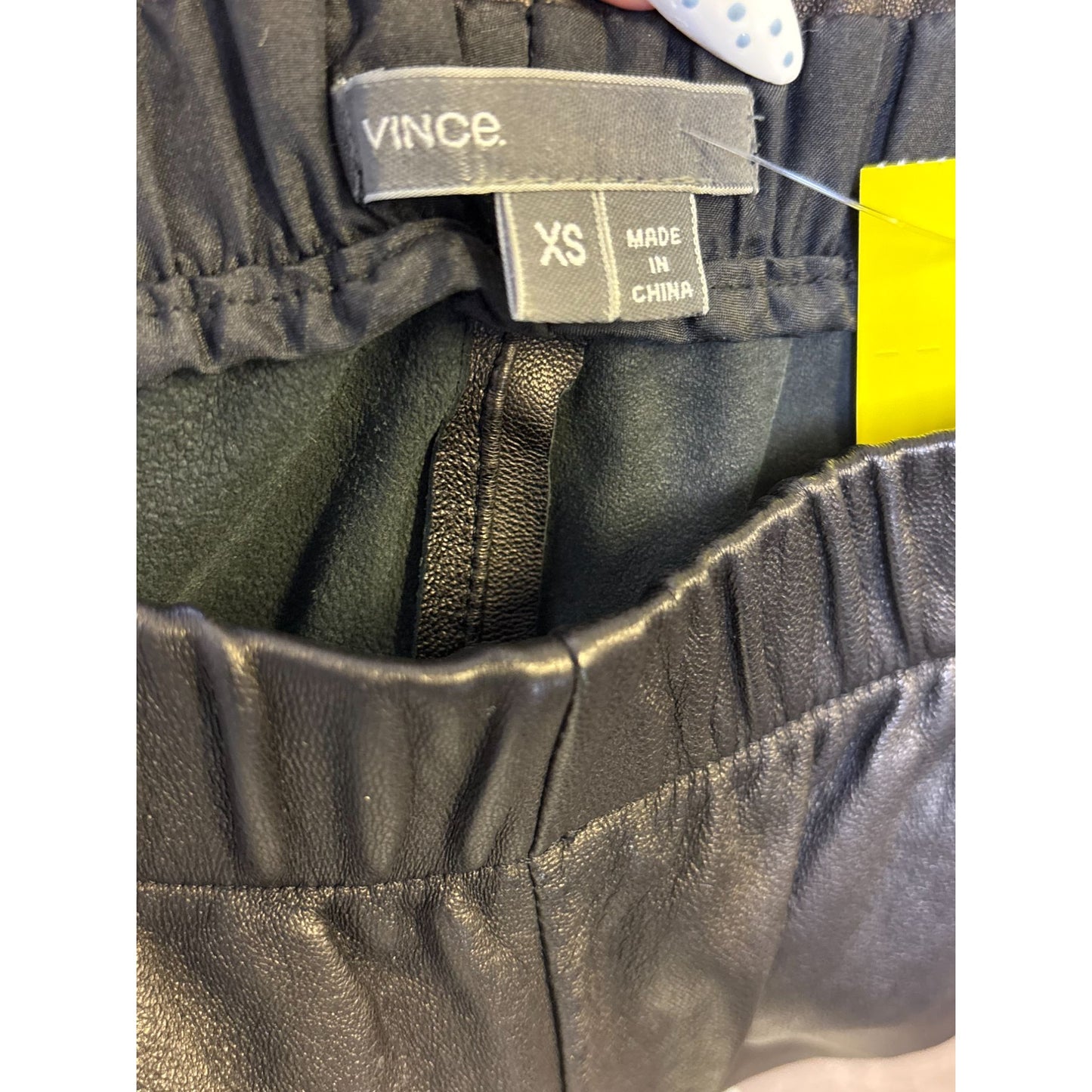 Vince Lambskin Leather Brown Trousers XS Elastic Waistband