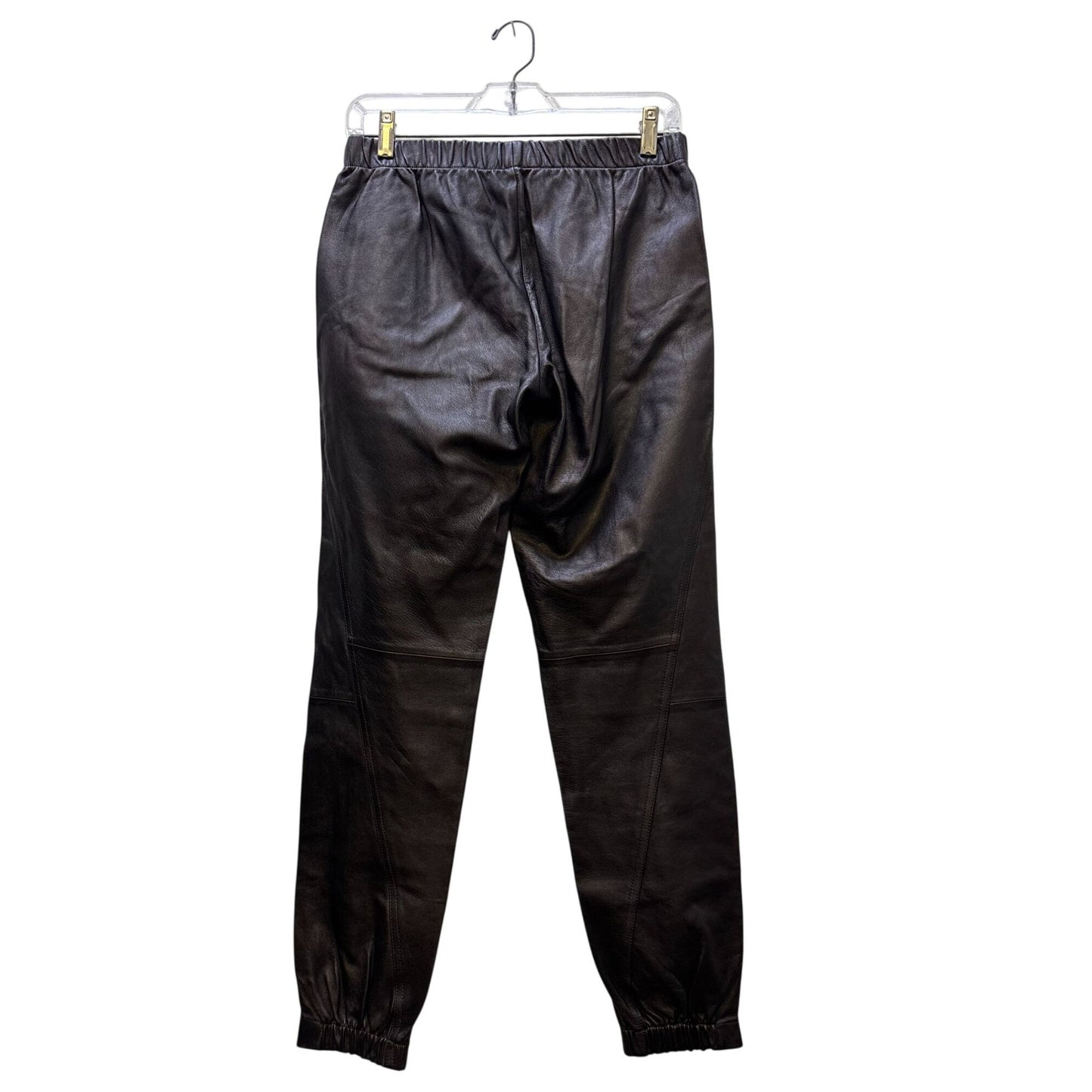 Vince Lambskin Leather Brown Trousers XS Elastic Waistband