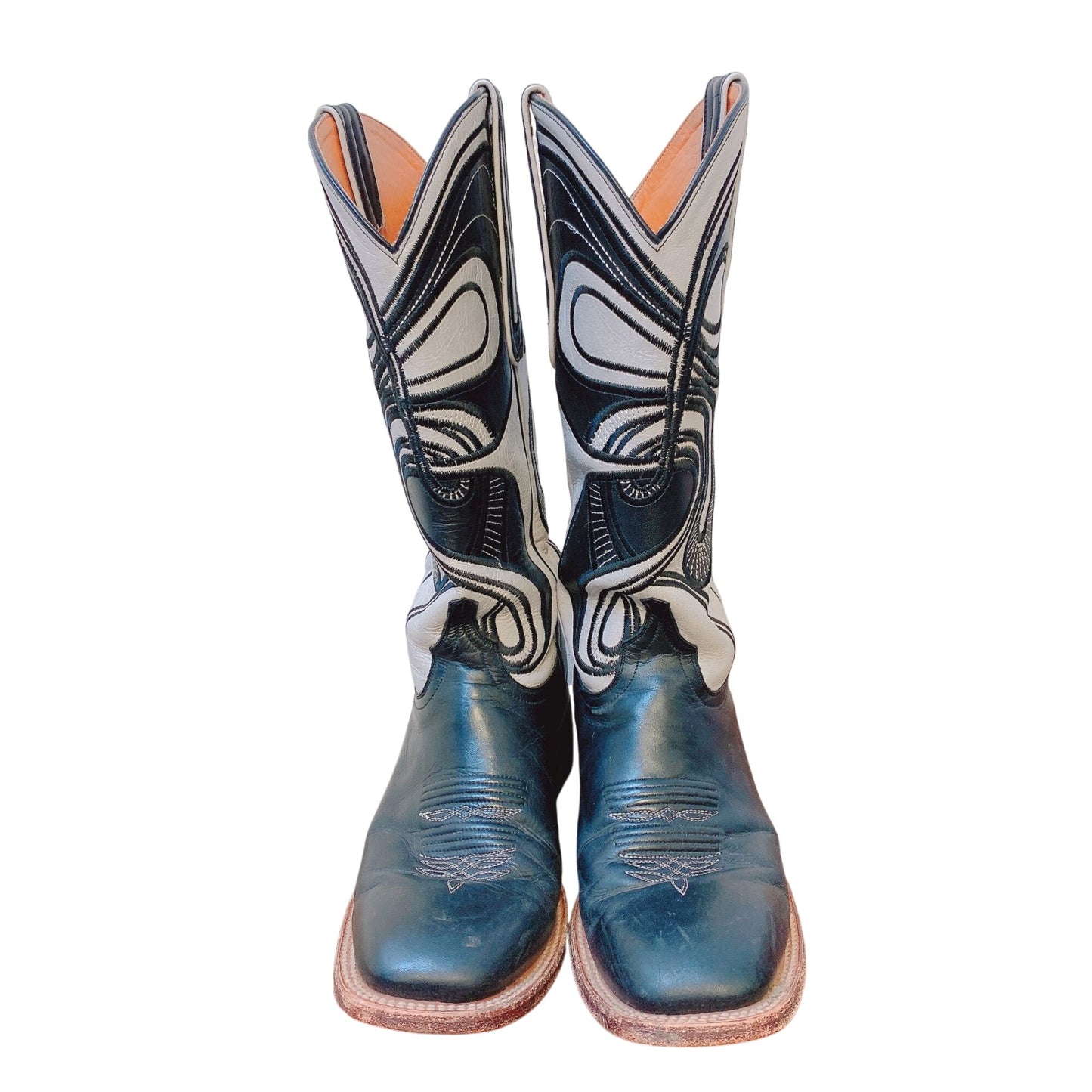 Lucchese Western Black & White Cowboy Boots 9.5B