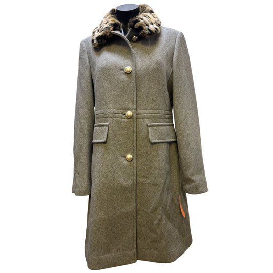 Kate Spade Grey Coat With Faux Fur Collar Size S