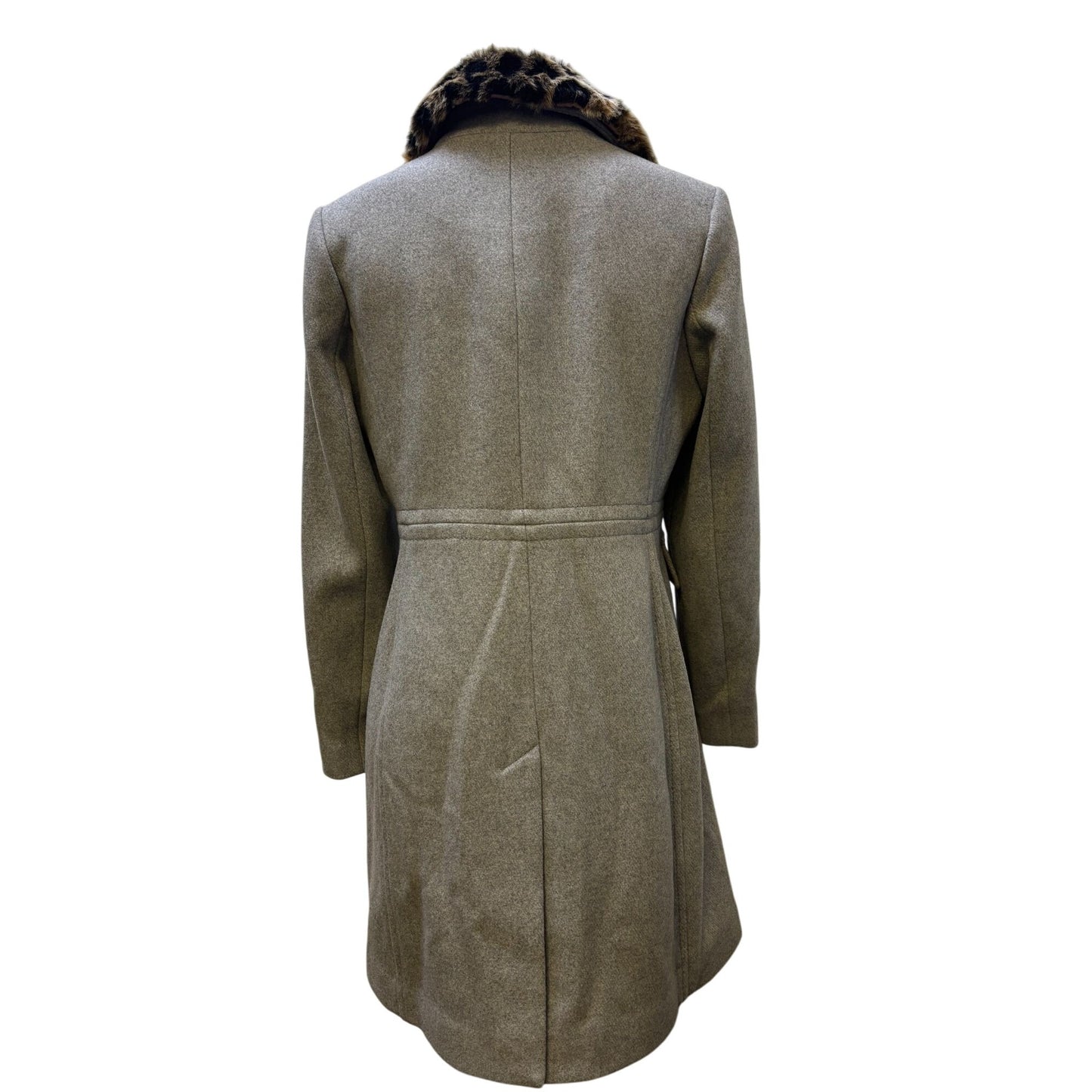 Kate Spade Grey Coat With Faux Fur Collar Size S