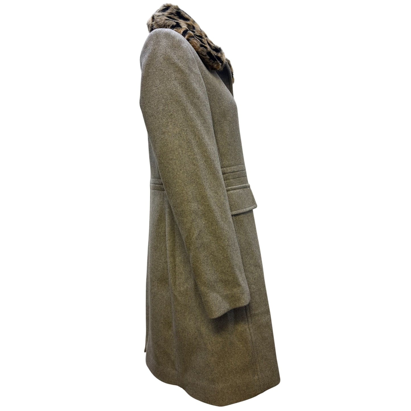 Kate Spade Grey Coat With Faux Fur Collar Size S