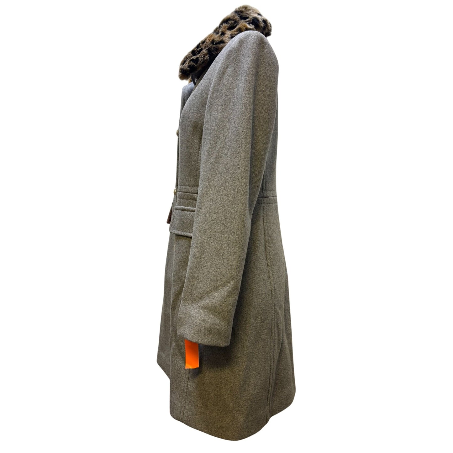 Kate Spade Grey Coat With Faux Fur Collar Size S