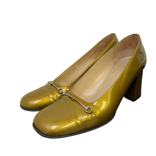 Gucci Green Patent Leather Low Heel Pumps 8.5