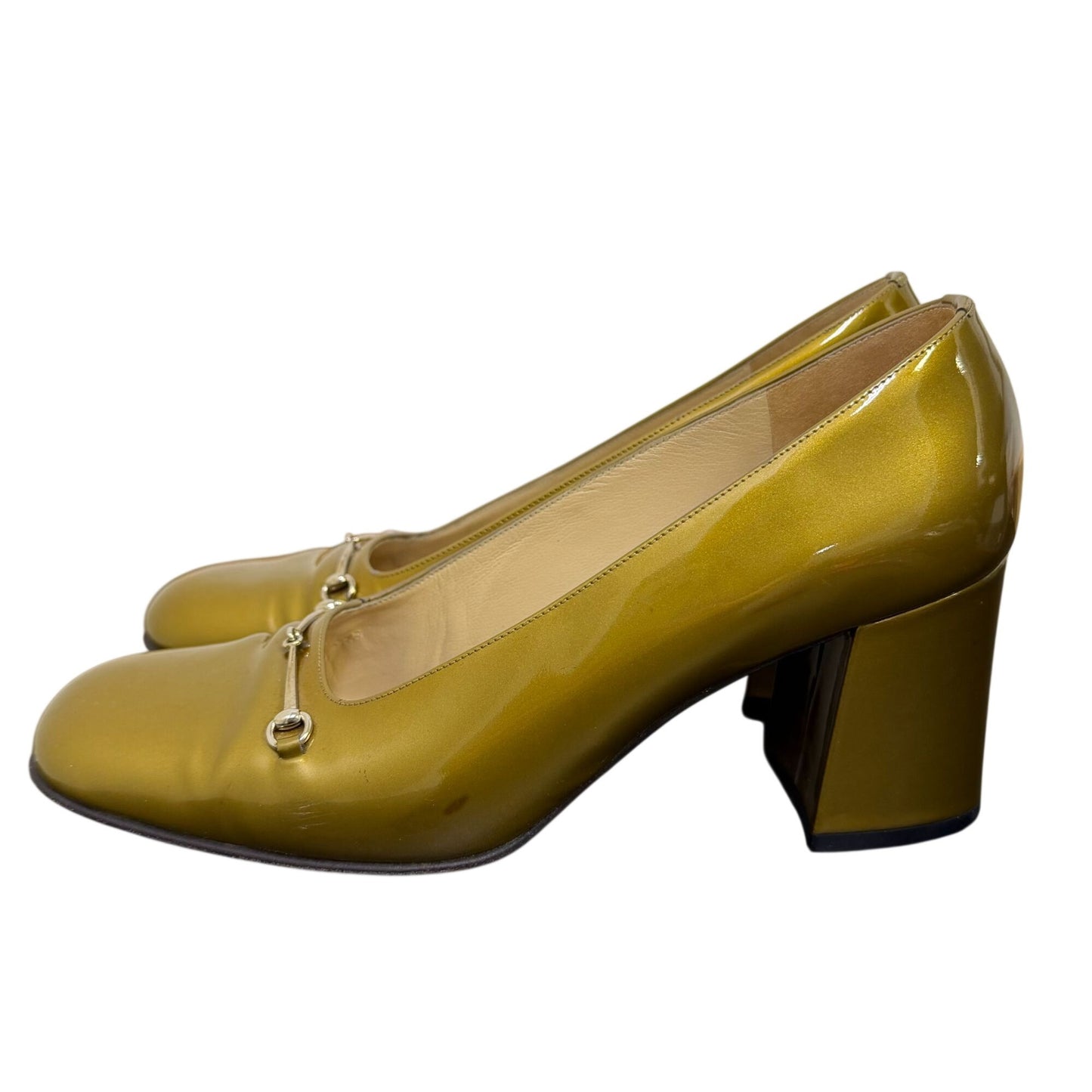 Gucci Green Patent Leather Low Heel Pumps 8.5
