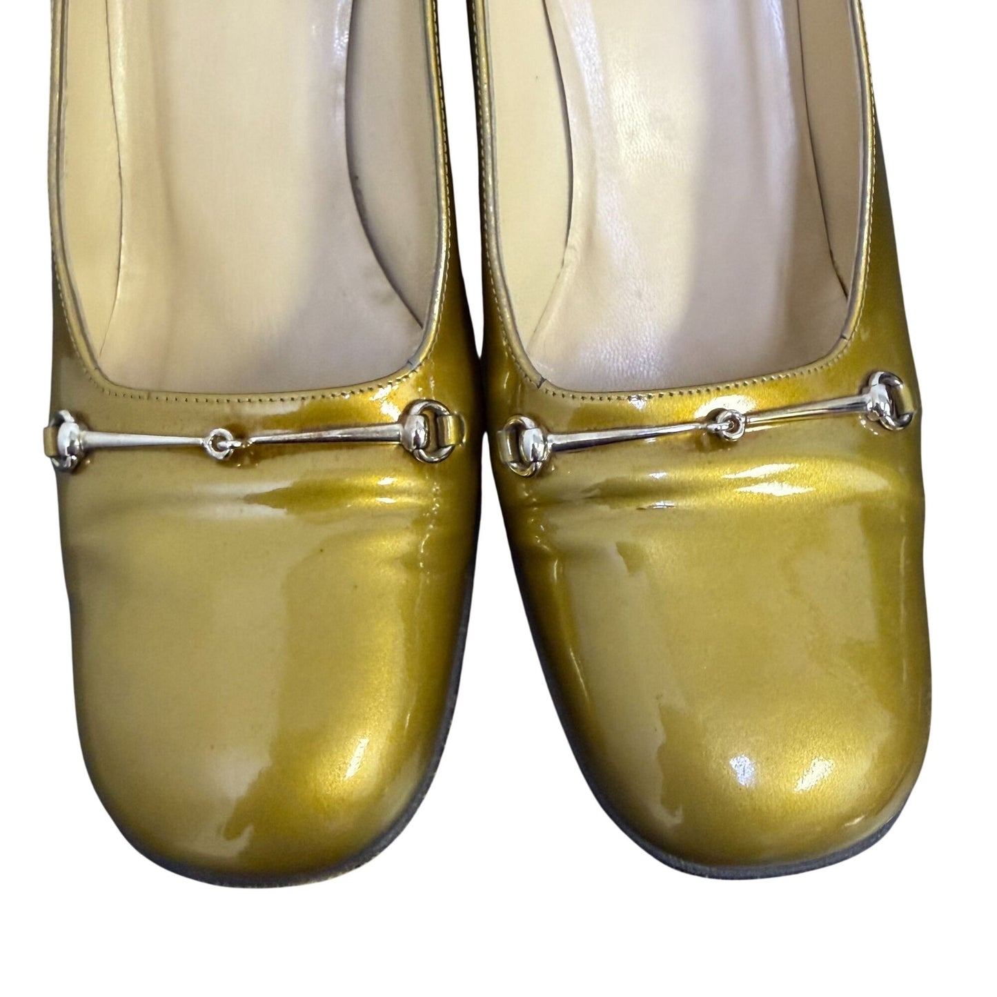 Gucci Green Patent Leather Low Heel Pumps 8.5